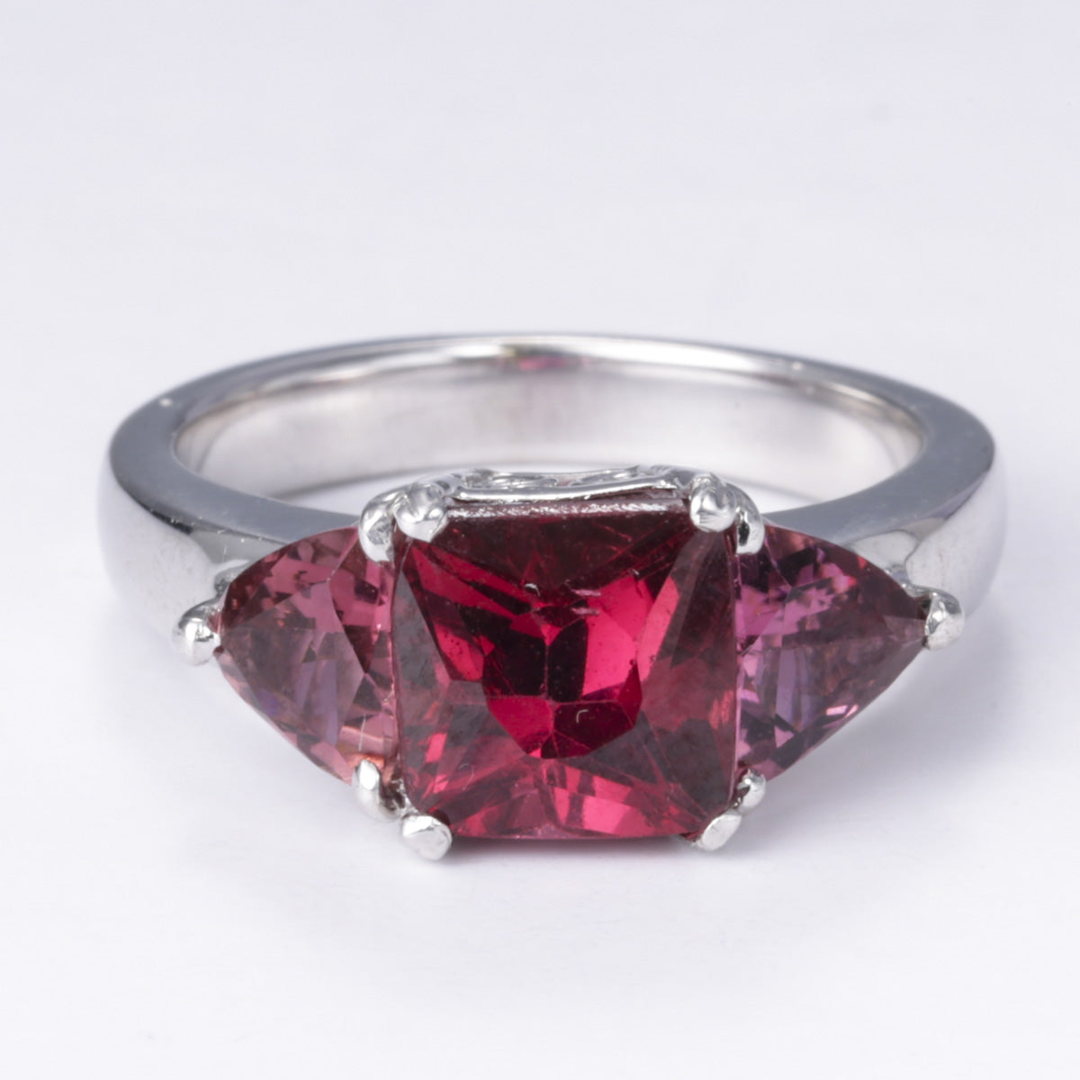 18k White Gold Rhodolite Garnet and Pink Sapphire Ring | 3.10ct, 1.50ctw | SZ 6.5