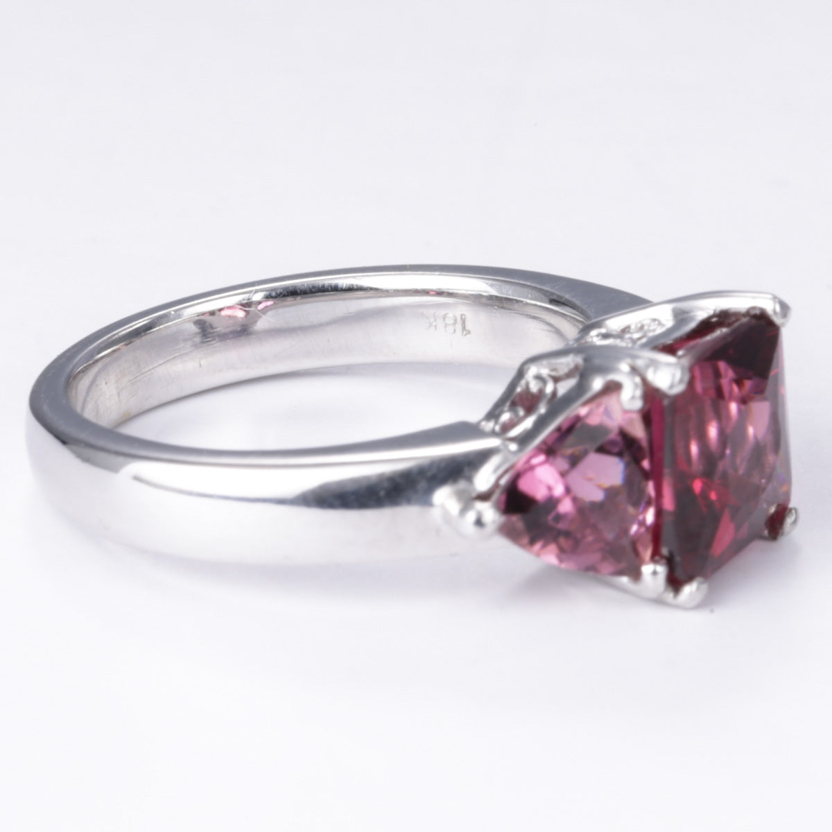 18k White Gold Rhodolite Garnet and Pink Sapphire Ring | 3.10ct, 1.50ctw | SZ 6.5