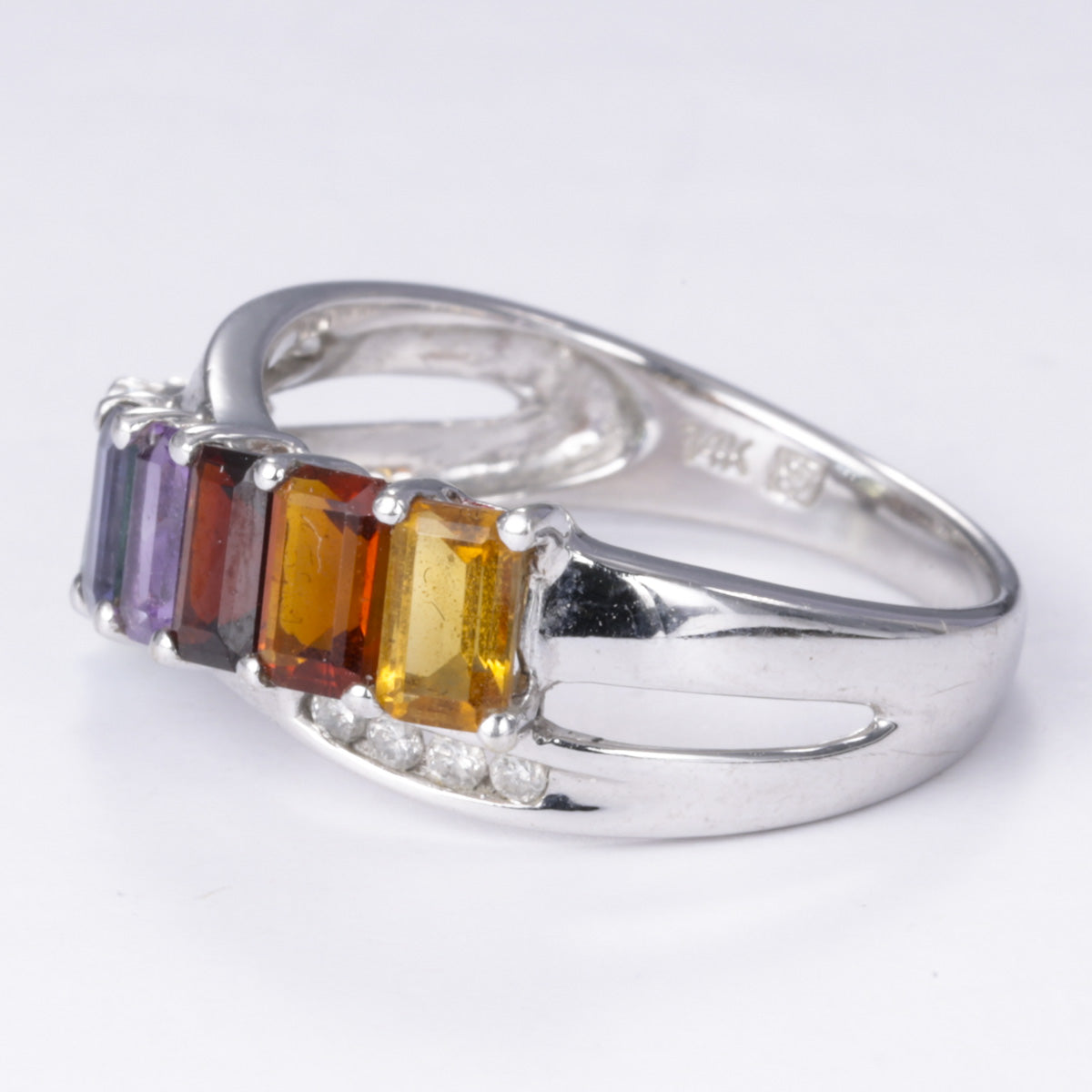 14k Multi Gem Stone and Diamond Ring | 0.12ctw | SZ 7