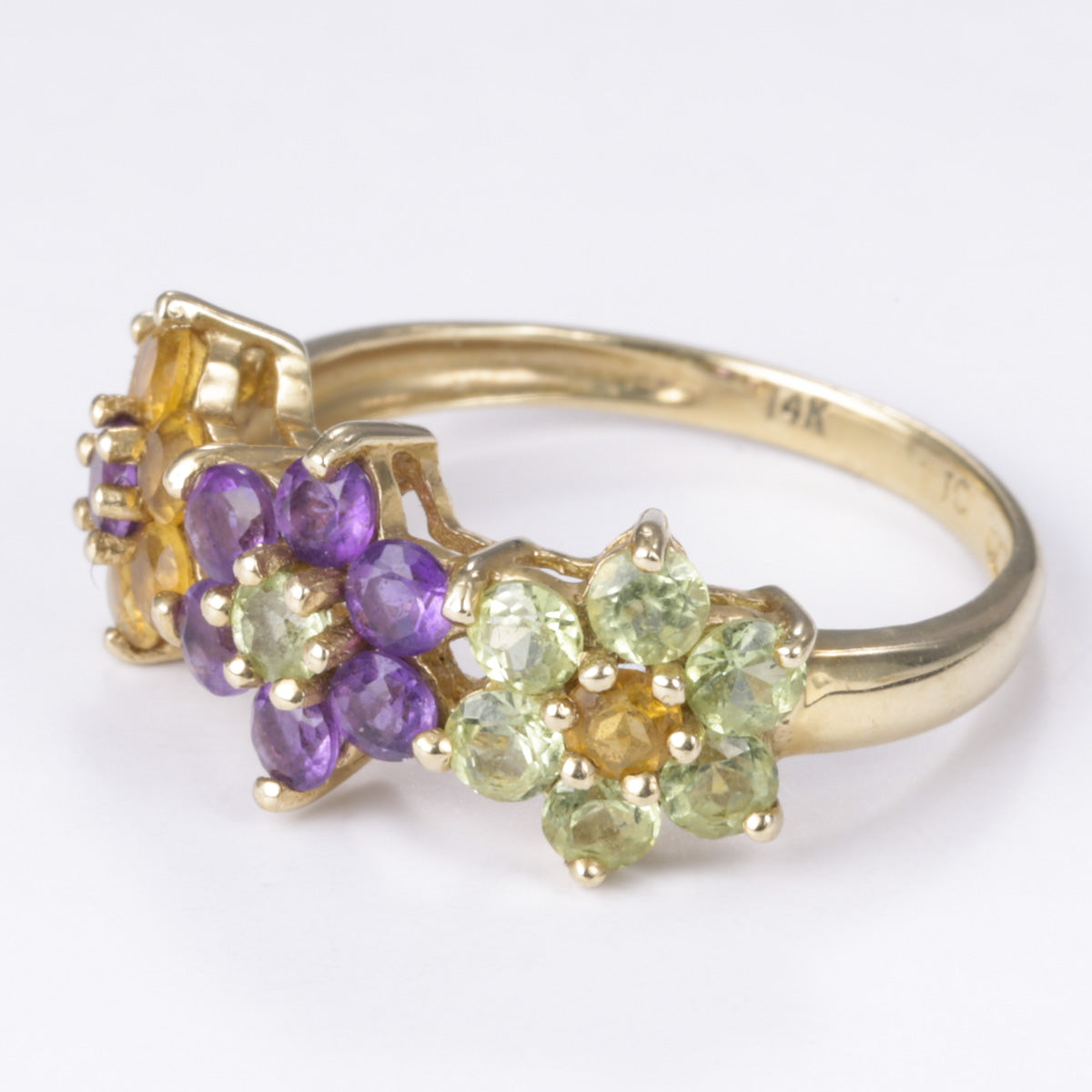 14k Floral Motif Ring| 0.33ctw, 0.33ctw, 0.42ctw | Size 4.75