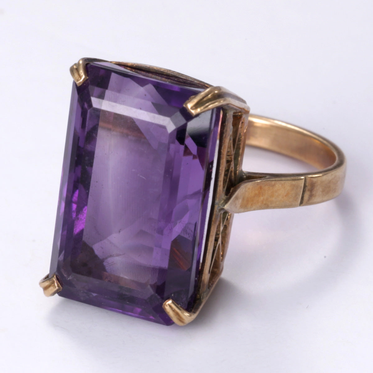 14k Yellow Gold Amethyst Ring | 12.93ct | SZ 5.75