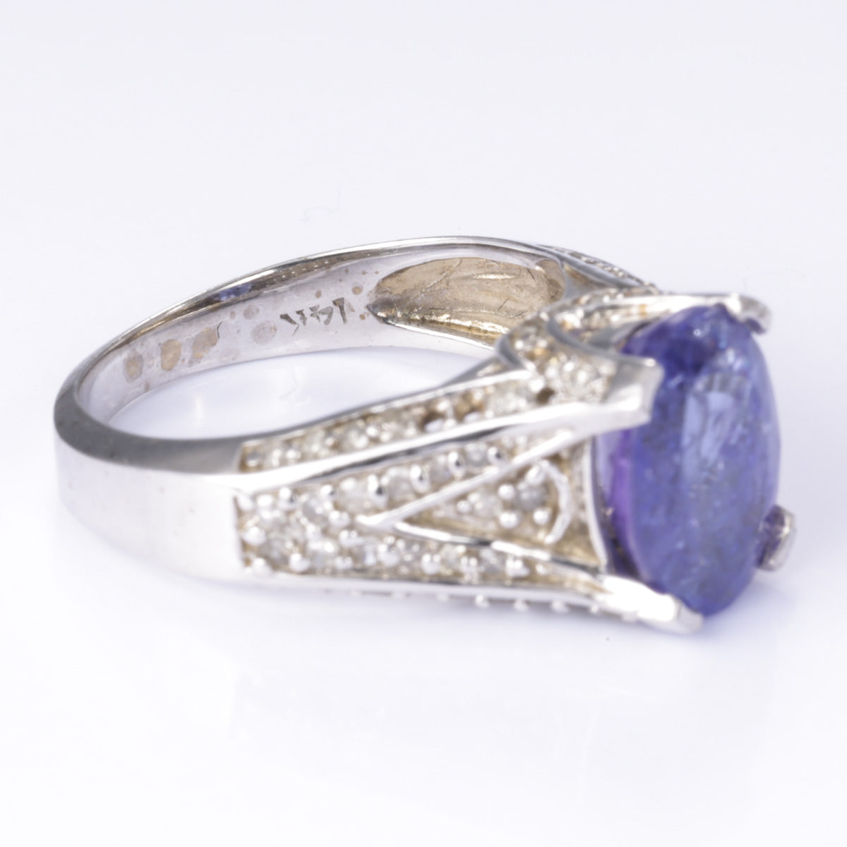14k White Gold Tanzanite & Diamond Ring | 3.75ct, 0.50ctw | SZ 6.75 |