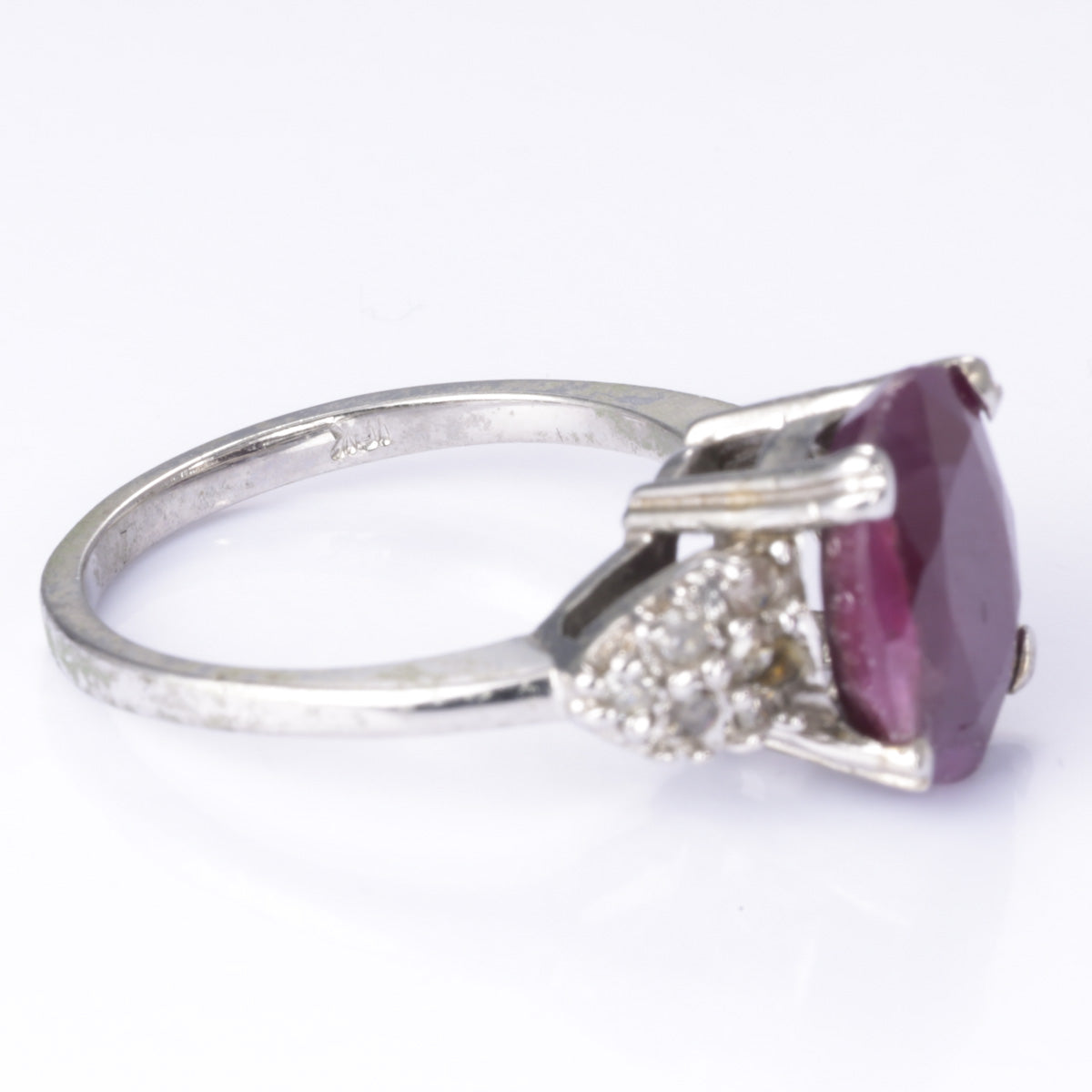 10k White Gold Ruby and Diamond Ring | 3.78ct, 0.22ctw | Size 6.25