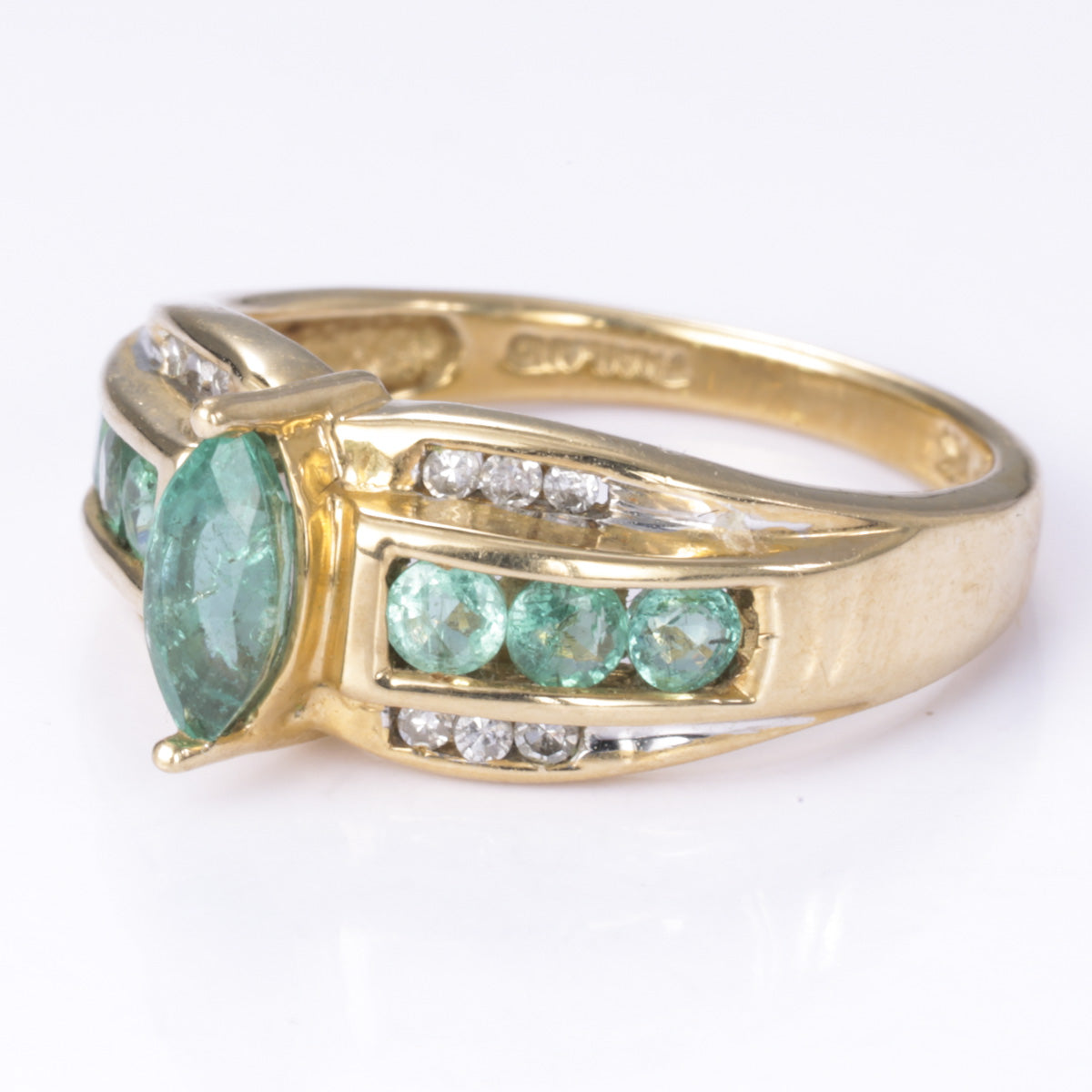 14k Yellow Gold Emerald and Diamond Ring | 0.67ctw, 0.10ctw | SZ 6