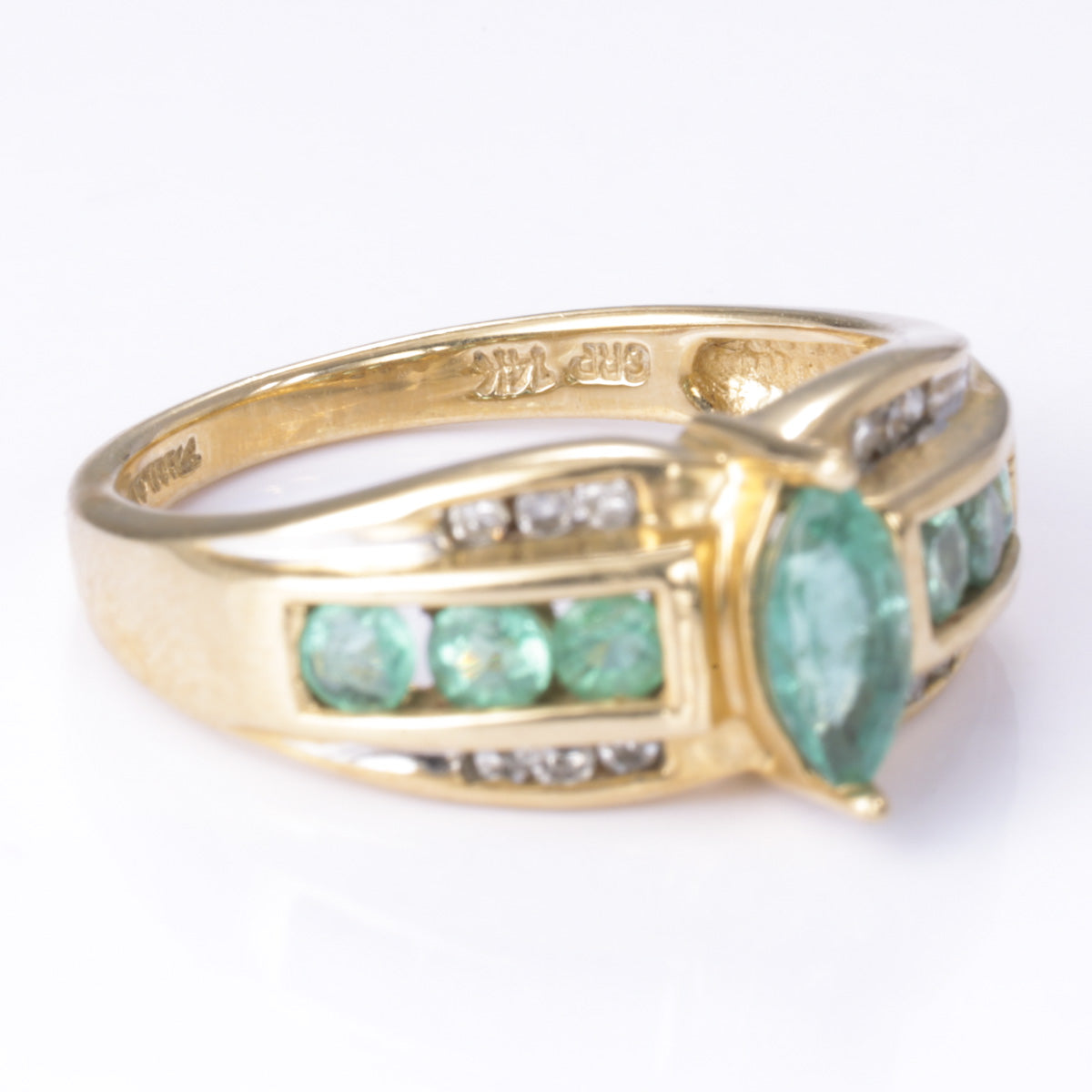 14k Yellow Gold Emerald and Diamond Ring | 0.67ctw, 0.10ctw | SZ 6