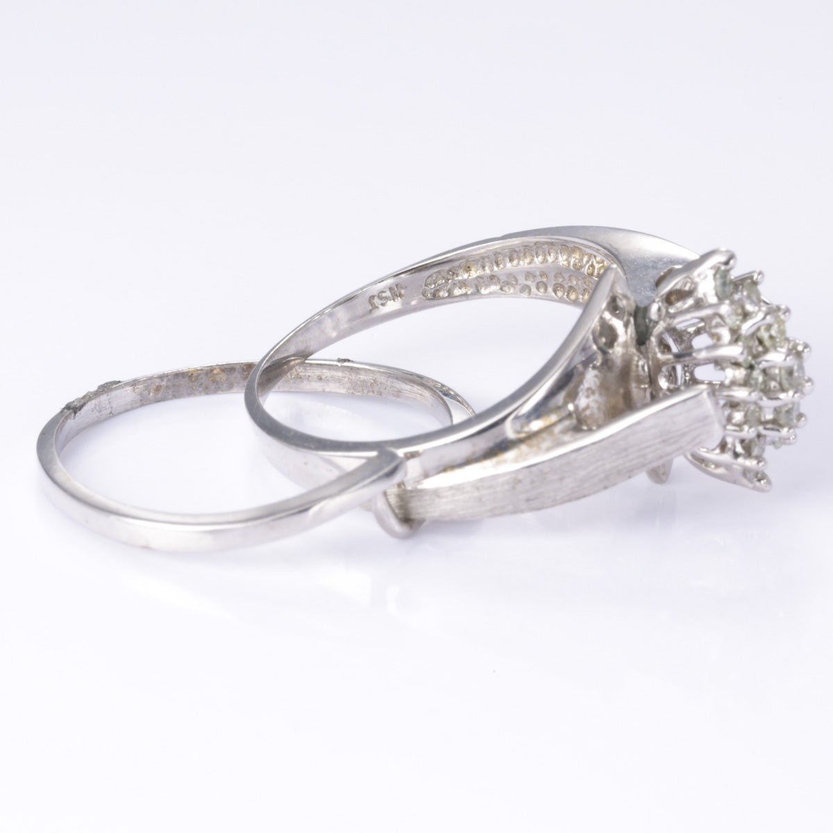 14k White Gold Diamond Cluster Ring Set | 0.25ctw | Size 6.25