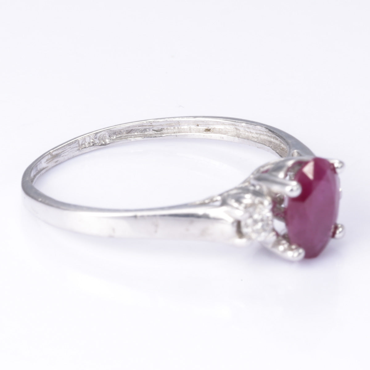 14k White Gold Ruby and Diamond Ring | 1.00ct, 0.09ctw | Size 7.25