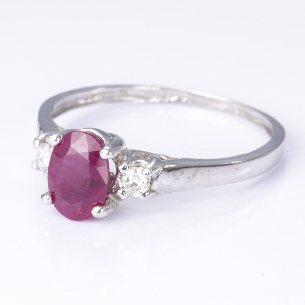 14k White Gold Ruby and Diamond Ring | 1.00ct, 0.09ctw | Size 7.25