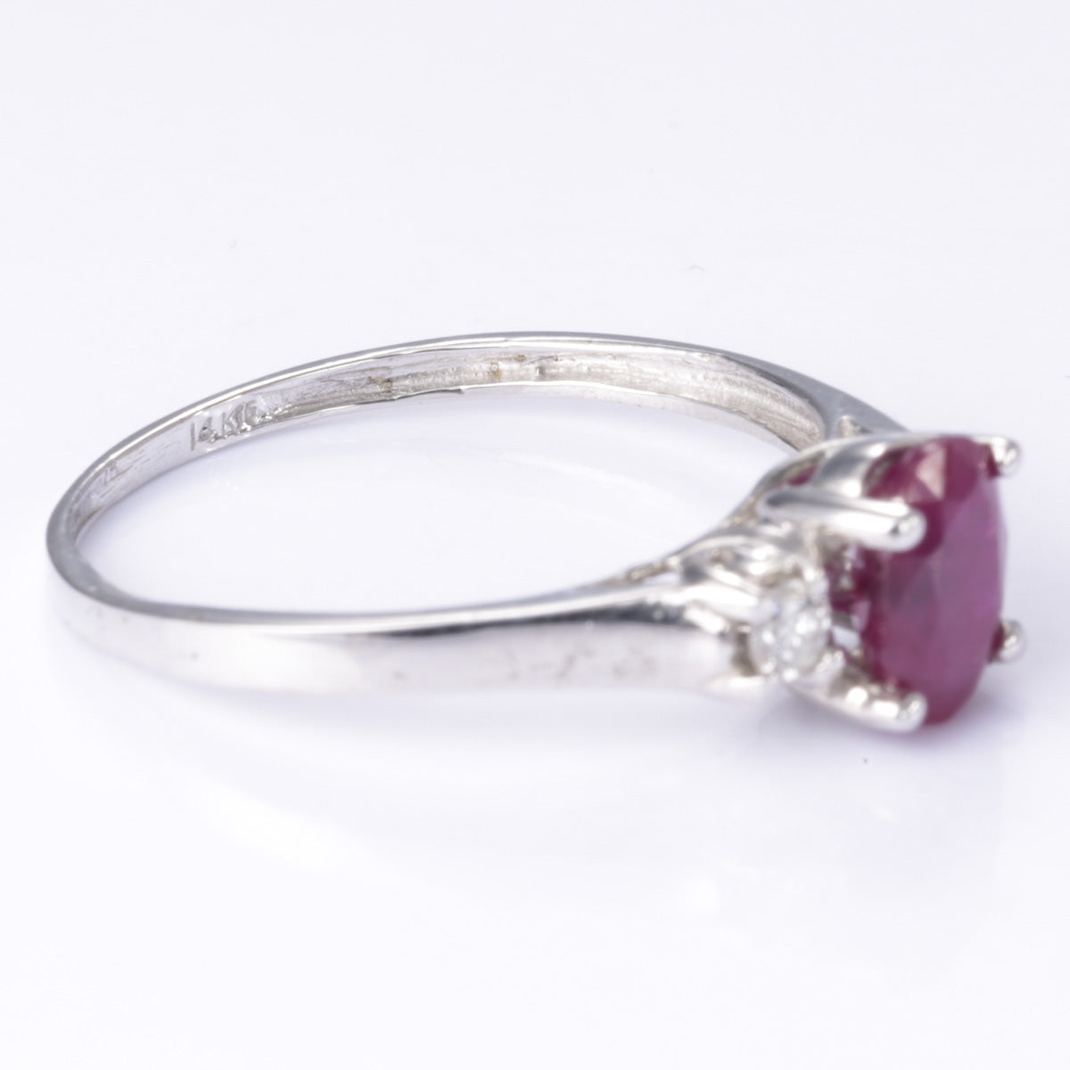 14k White Gold Ruby and Diamond Ring | 1.00ct, 0.09ctw | Size 7.25