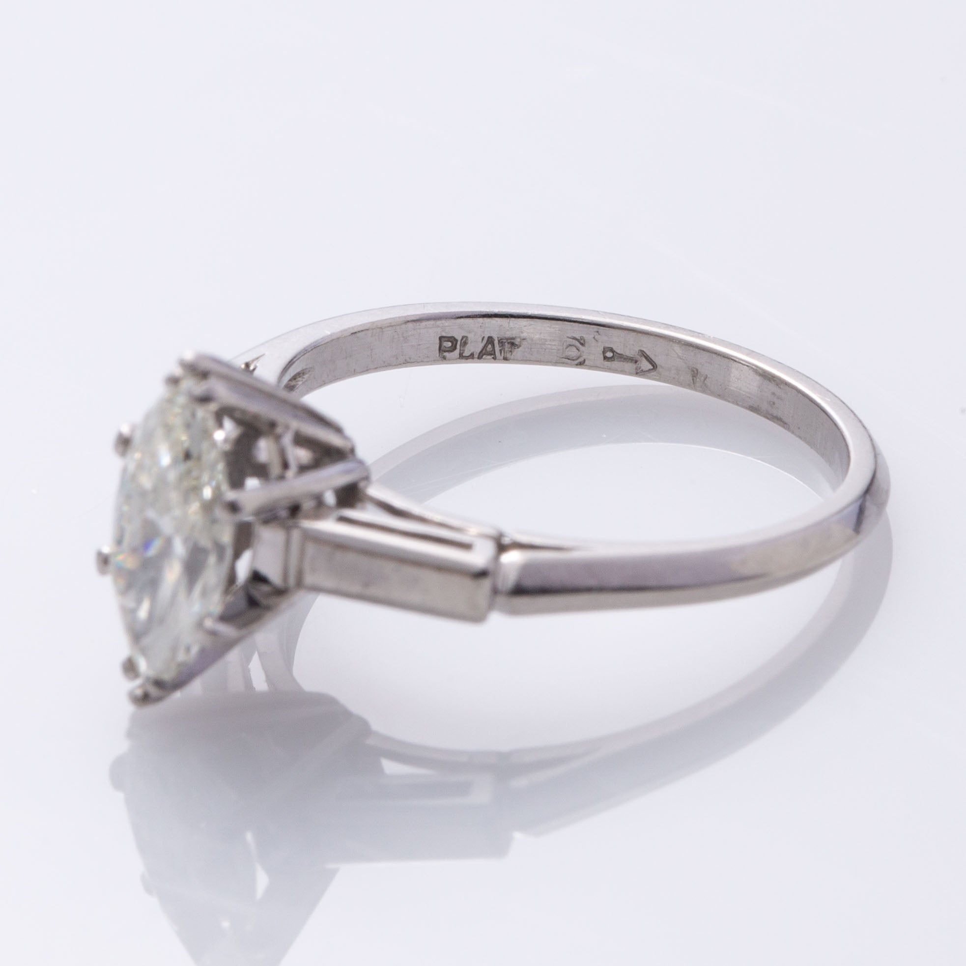 Bague solitaire en platine avec diamant taille marquise | 1,00 ct VS2 G/H | Taille 6,5 |