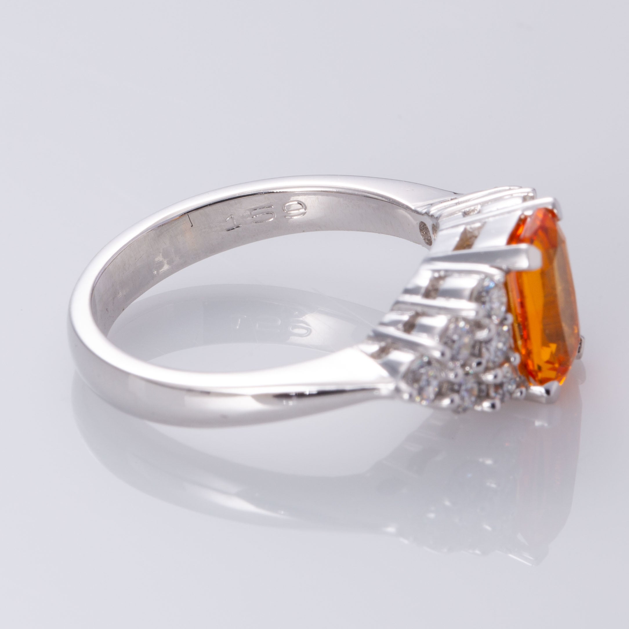 18K White Gold Orange Sapphire and Diamond Ring | 1.45 ct, 0.60 ctw | SZ 6.5 |