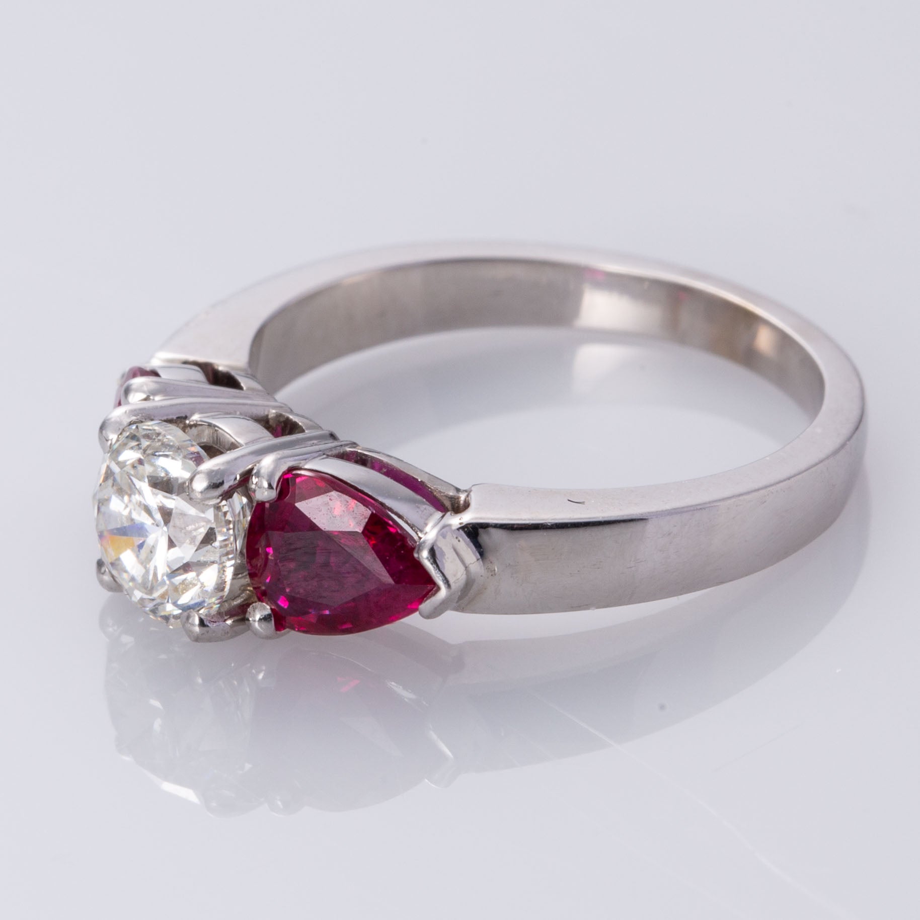 18K White Gold Diamond and Ruby Ring | 1.00 ct, 1.31 ctw | SZ 6.25 |