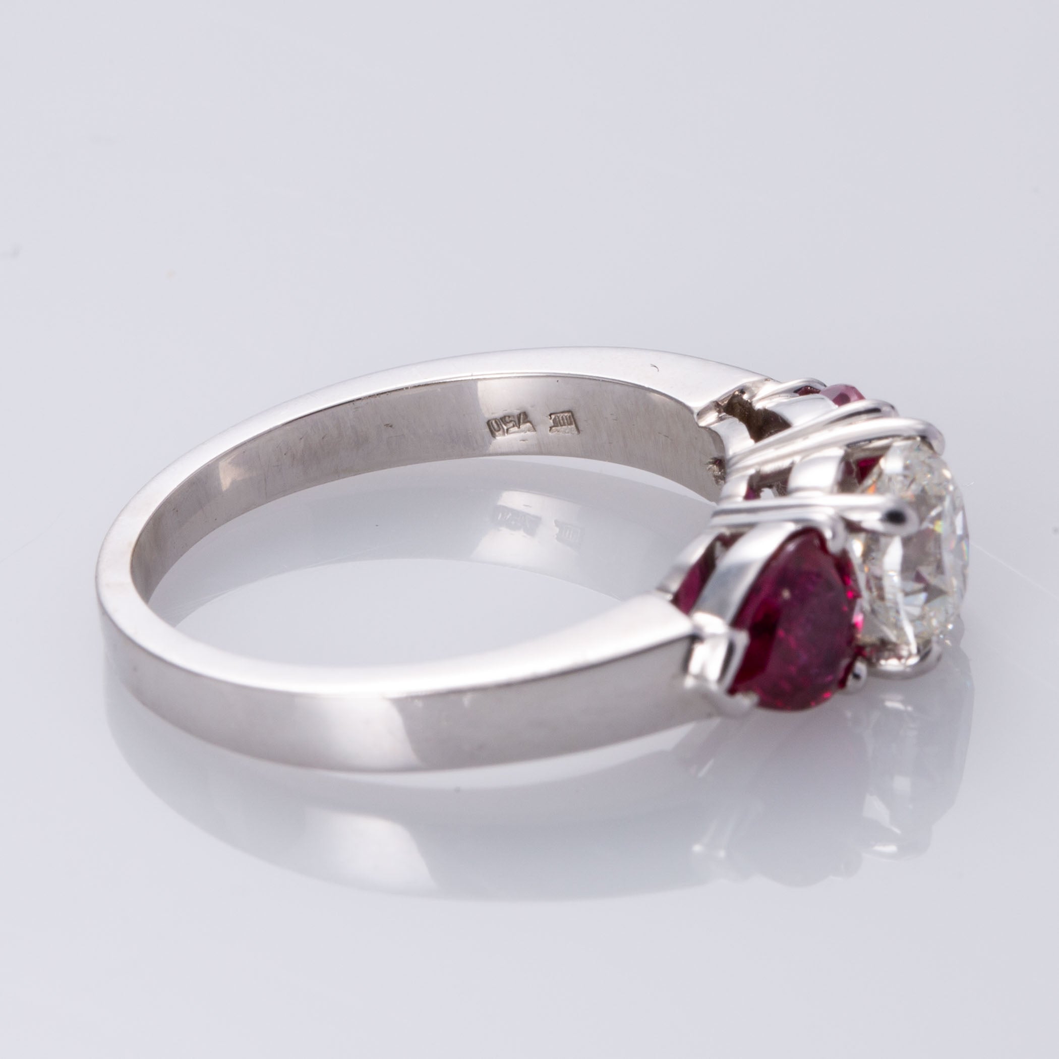 18K White Gold Diamond and Ruby Ring | 1.00 ct, 1.31 ctw | SZ 6.25 |
