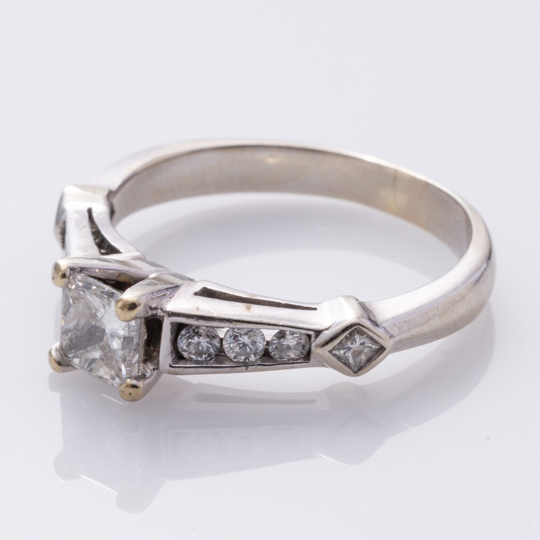 14K White Gold Princess Cut Diamond Ring Engagement | 0.84 ctw | SZ 6.5 |
