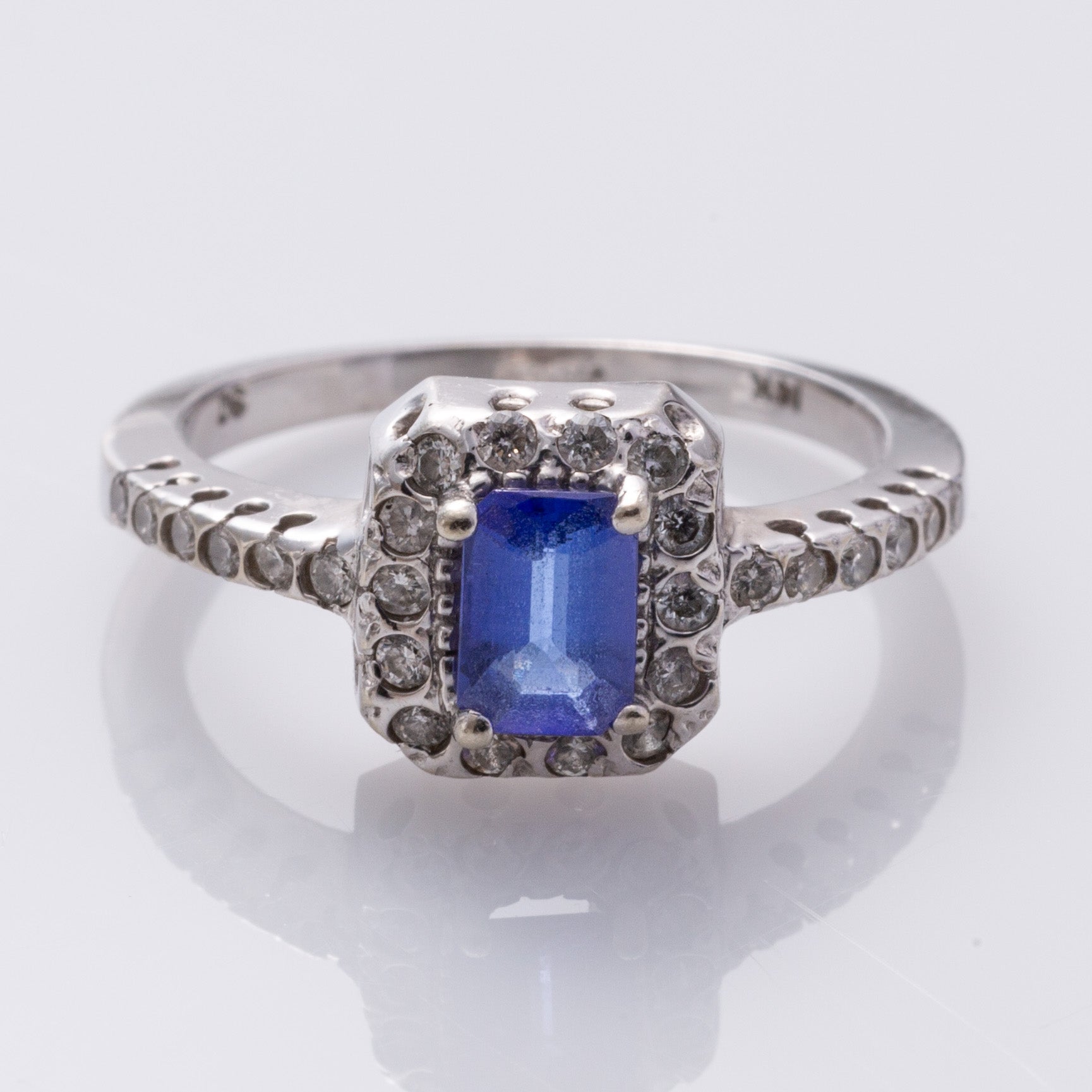 14K White Gold Tanzanite and Diamond Ring | 0.66ct, 0.33ctw | SZ 6 |