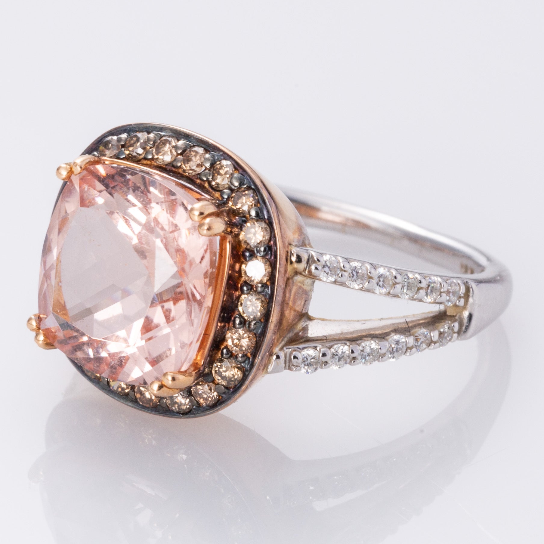 18K Rose and White Gold Morganite and Diamond Ring | 4.24ct, 0.50ctw | SZ 5.75 |