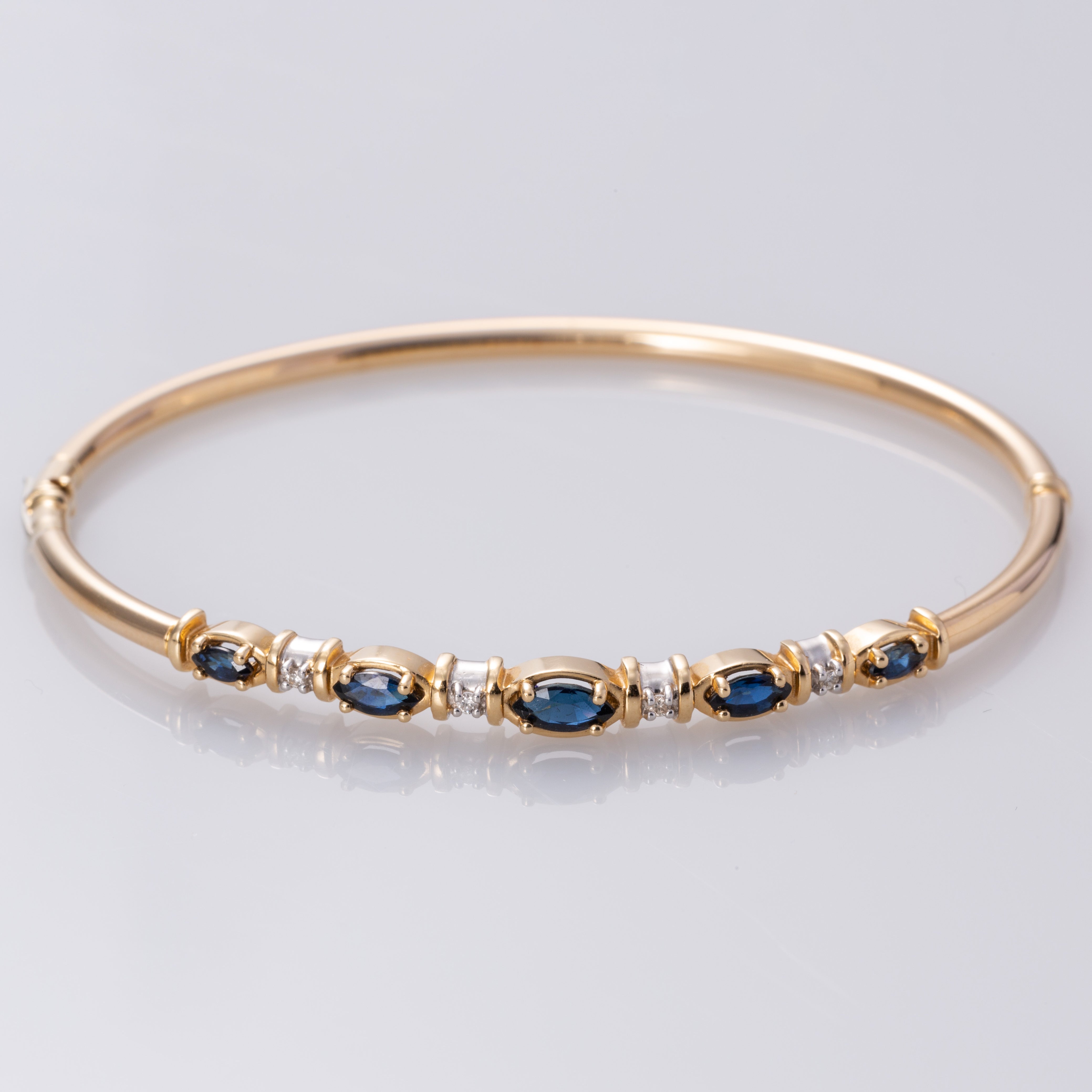 14K Yellow Gold Sapphire and Diamond Bracelet | 0.92ctw, 0.04ctw | 6.5"