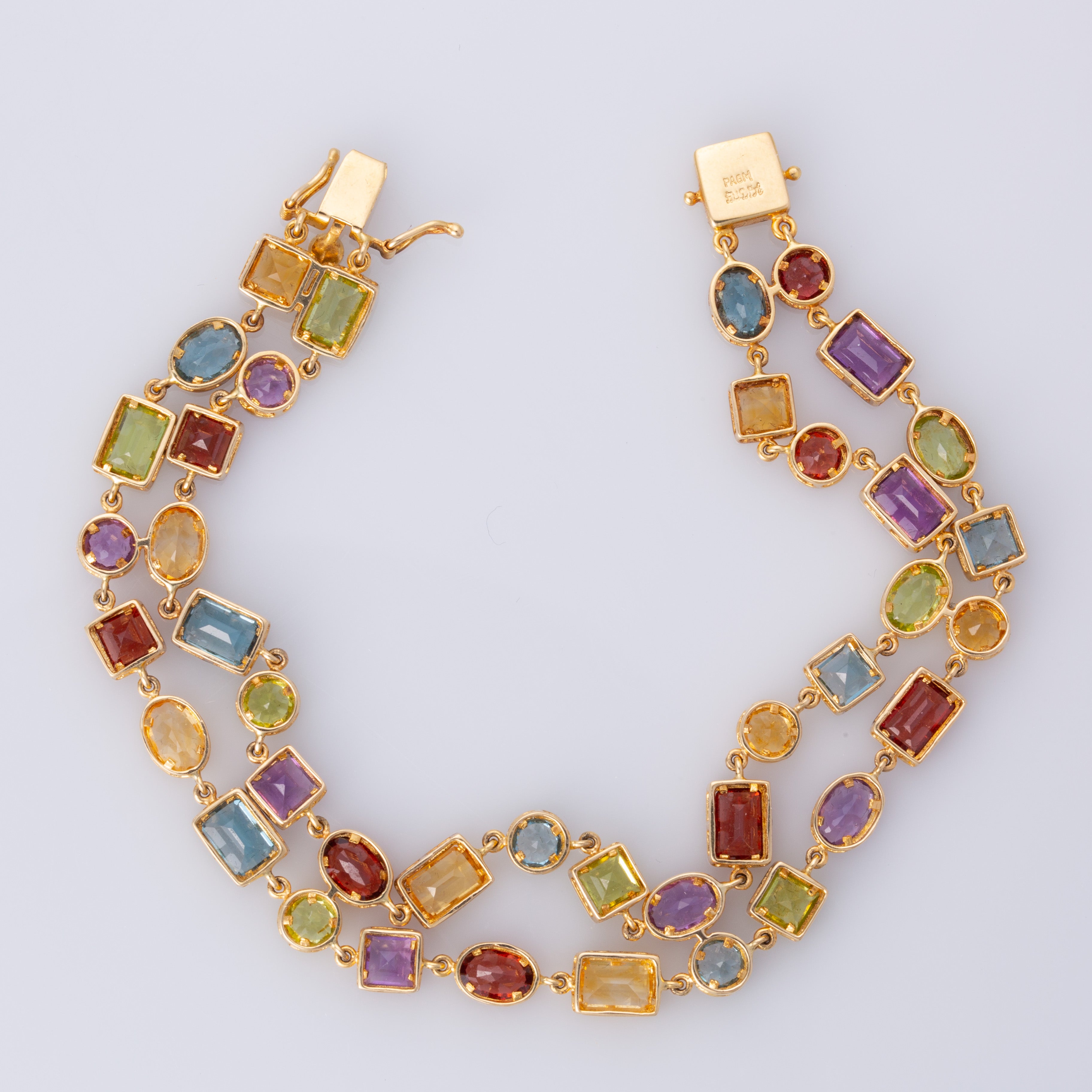 14K Yellow Gold Multi Colored Gem Bracelet | 7.5" | 15 ctw