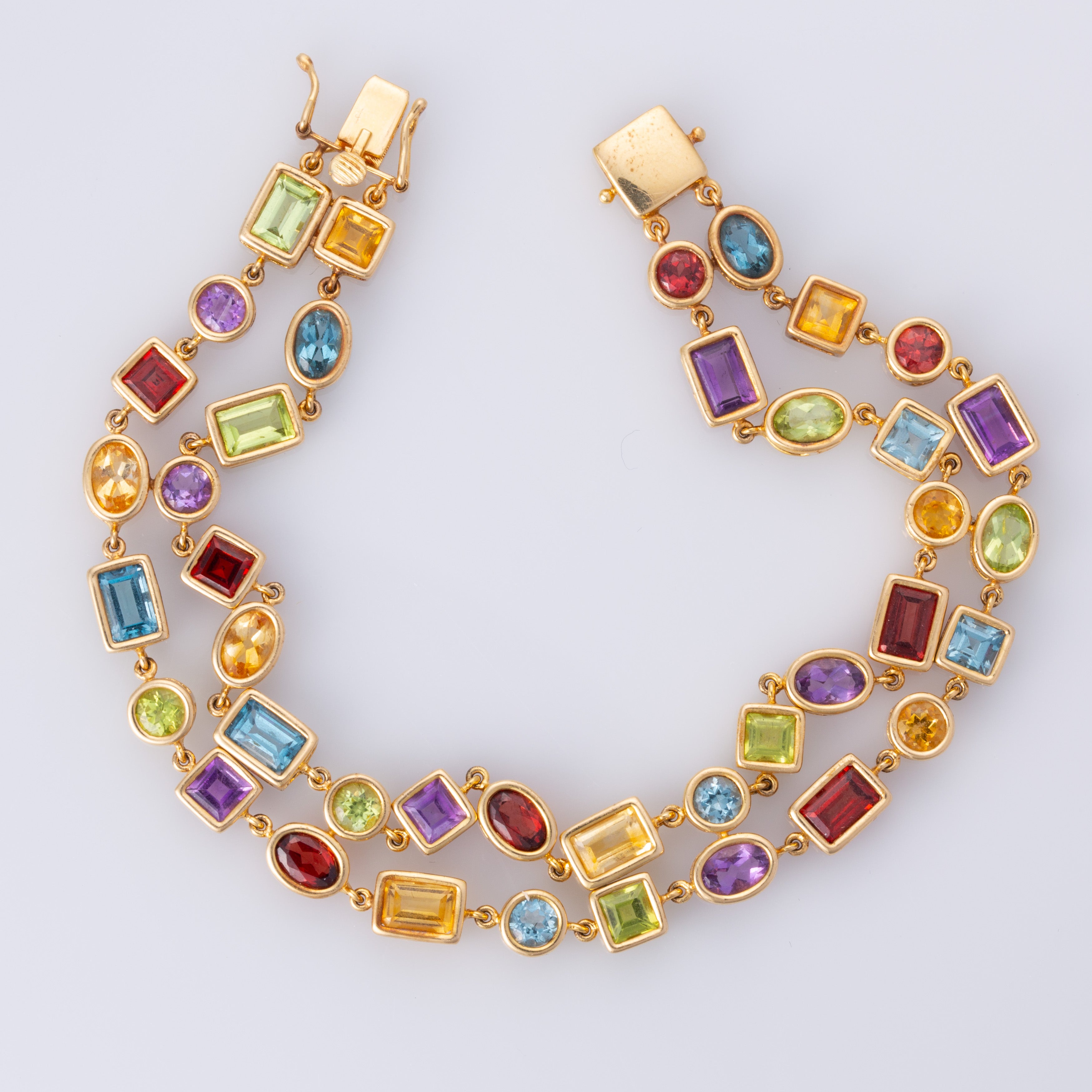 14K Yellow Gold Multi Colored Gem Bracelet | 7.5" | 15 ctw