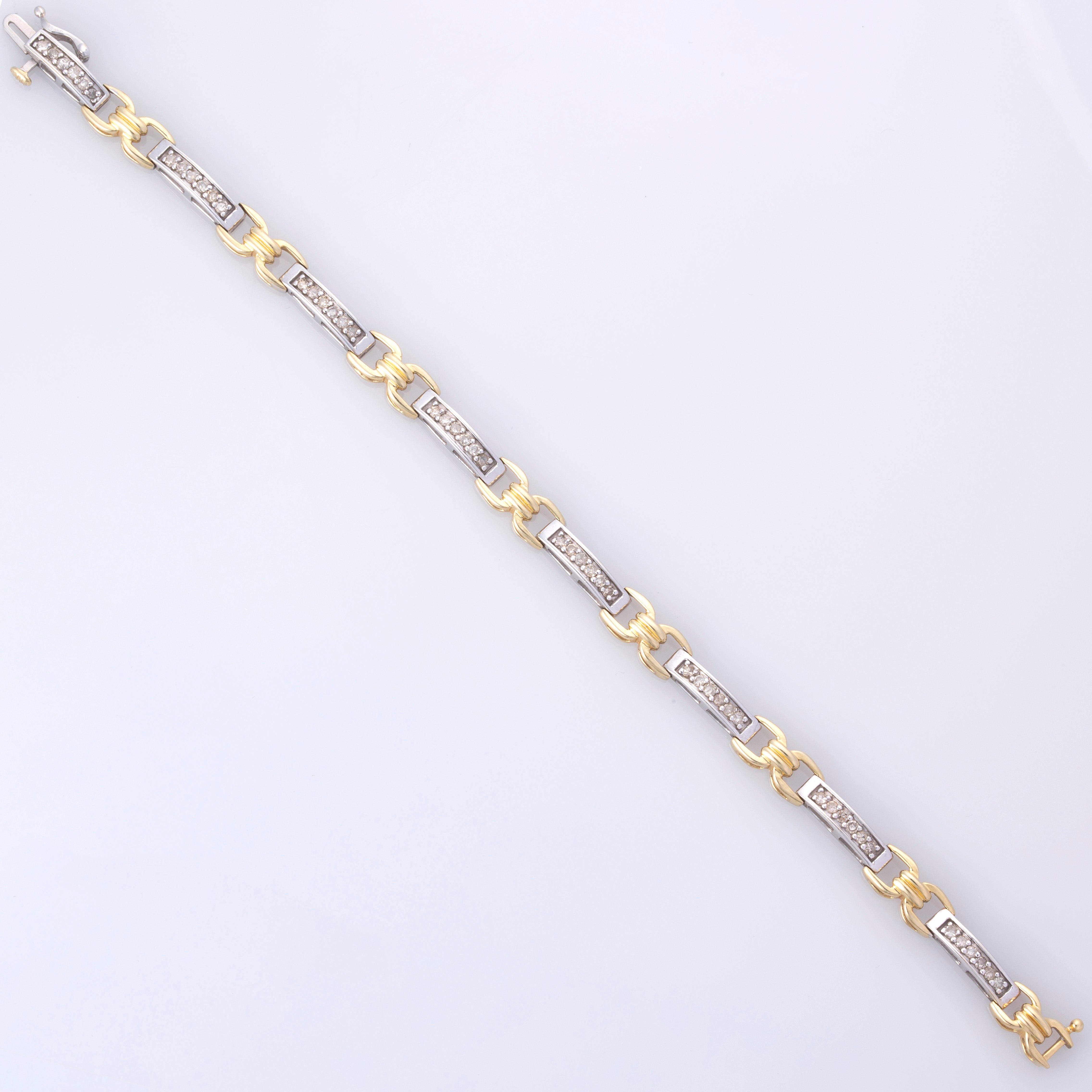 14K White and Yellow Gold Diamond Bracelet | 1.01ctw | 7.5"