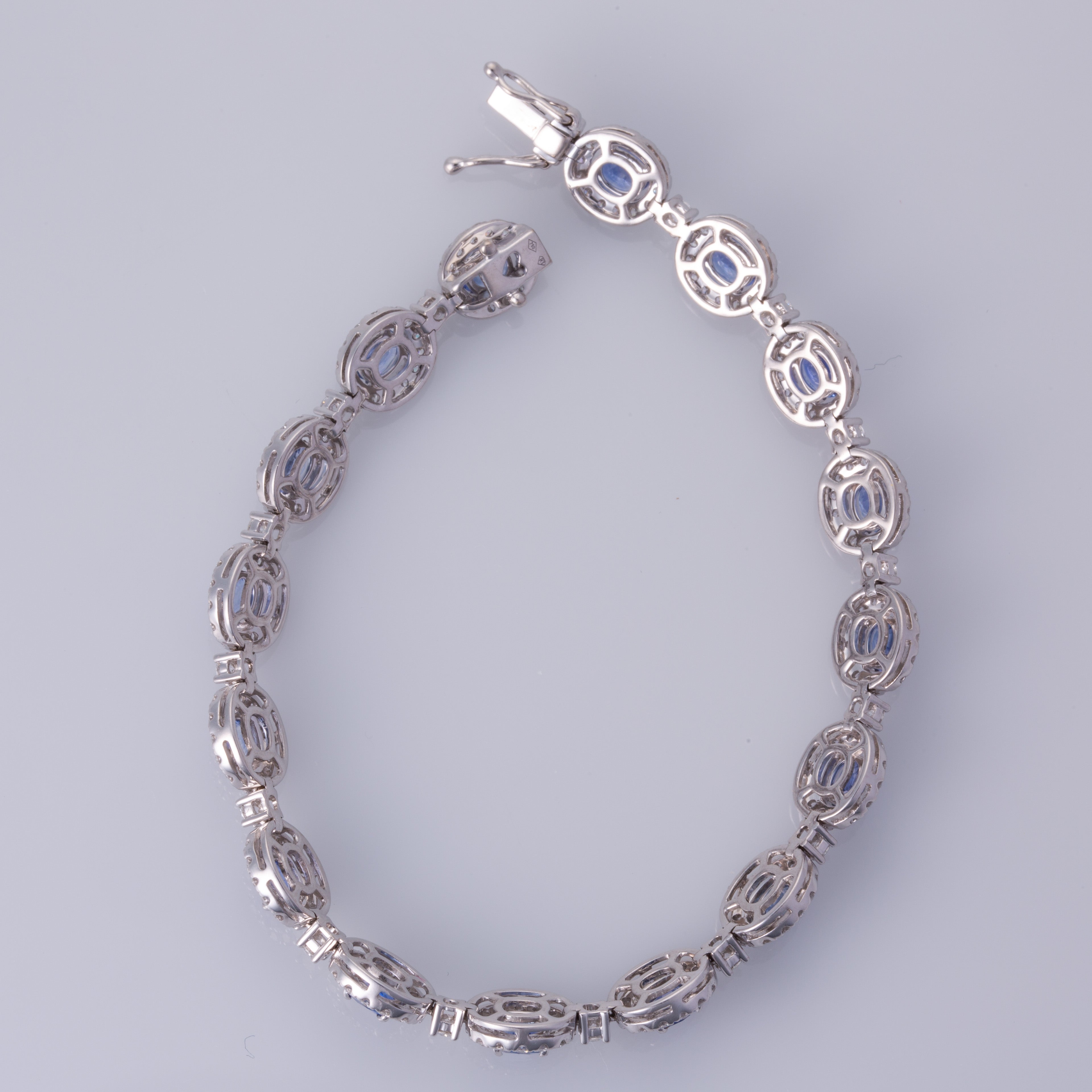 18K White Gold Sapphire and Diamond Bracelet | 4.93ctw, 2.65ctw | 7"