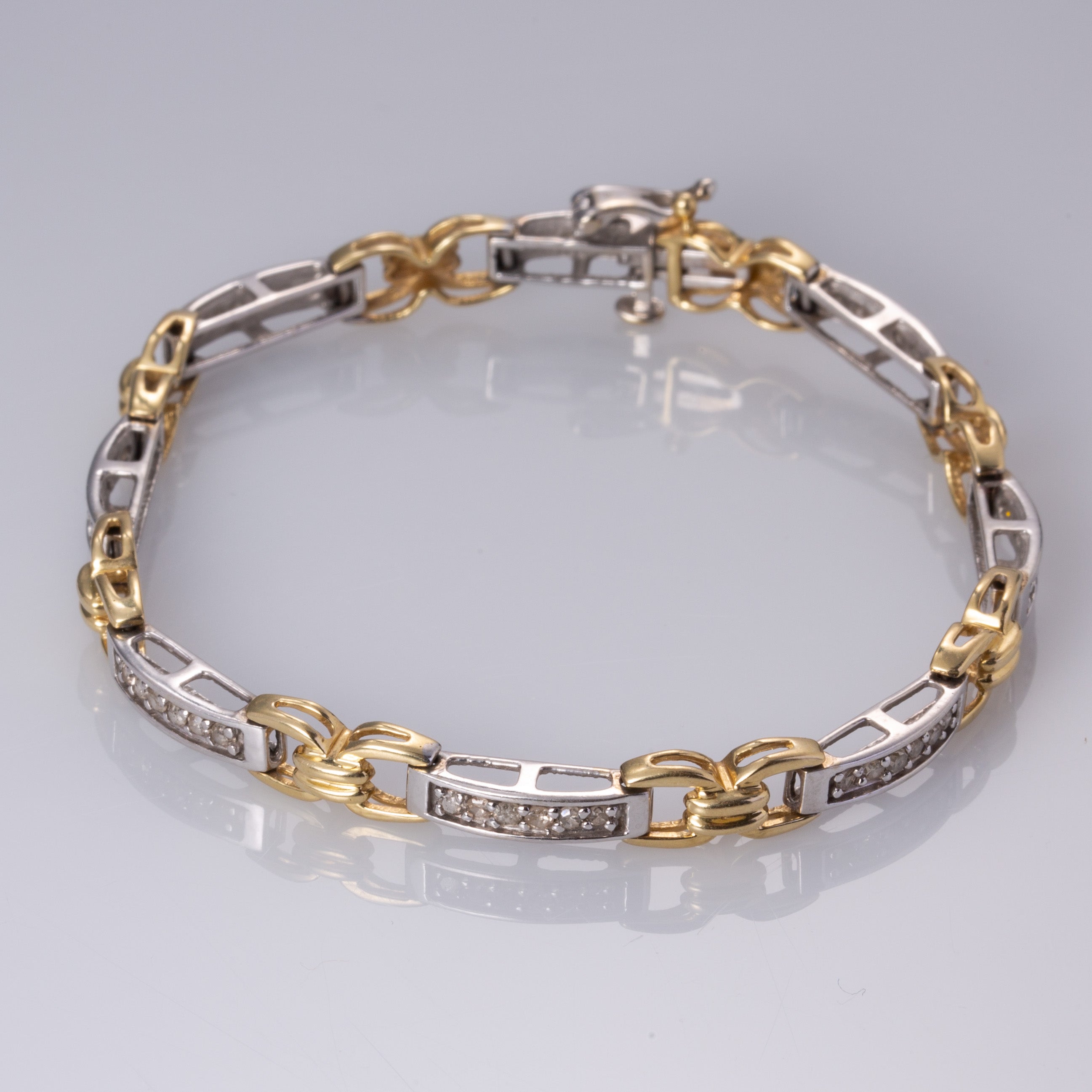 14K White and Yellow Gold Diamond Bracelet | 1.01ctw | 7.5"