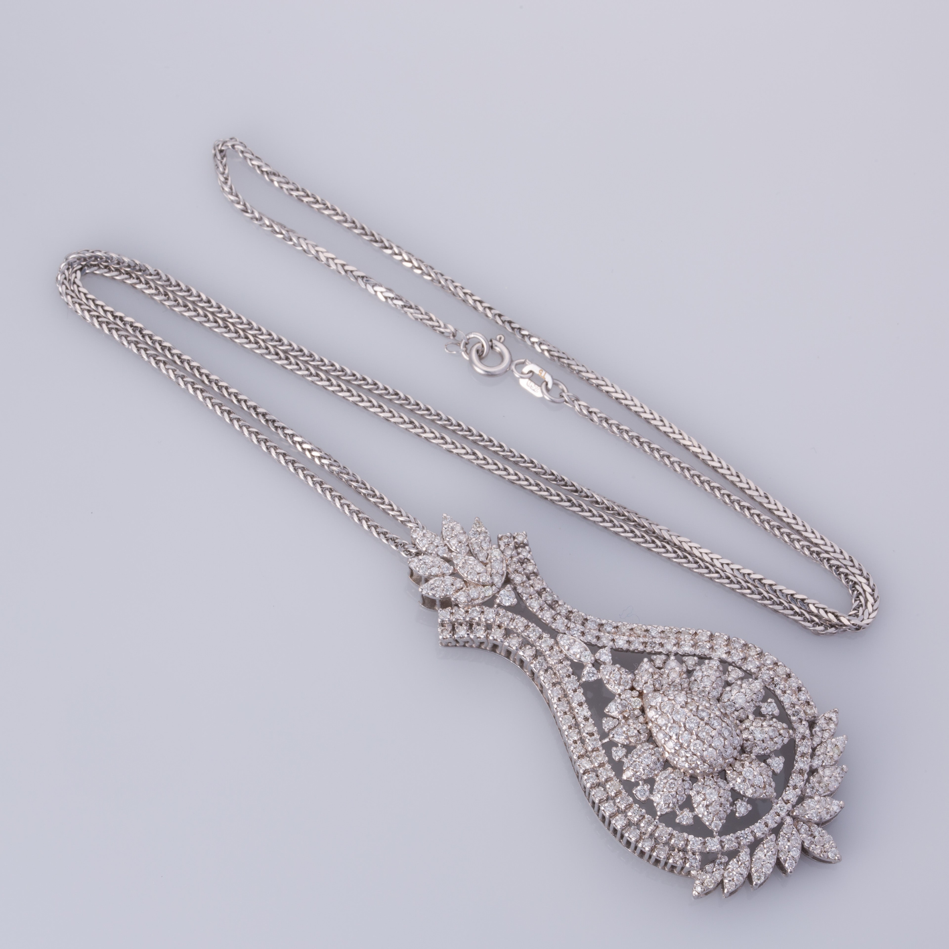 18K White Gold Diamond Necklace | 4.85ctw | 20"|