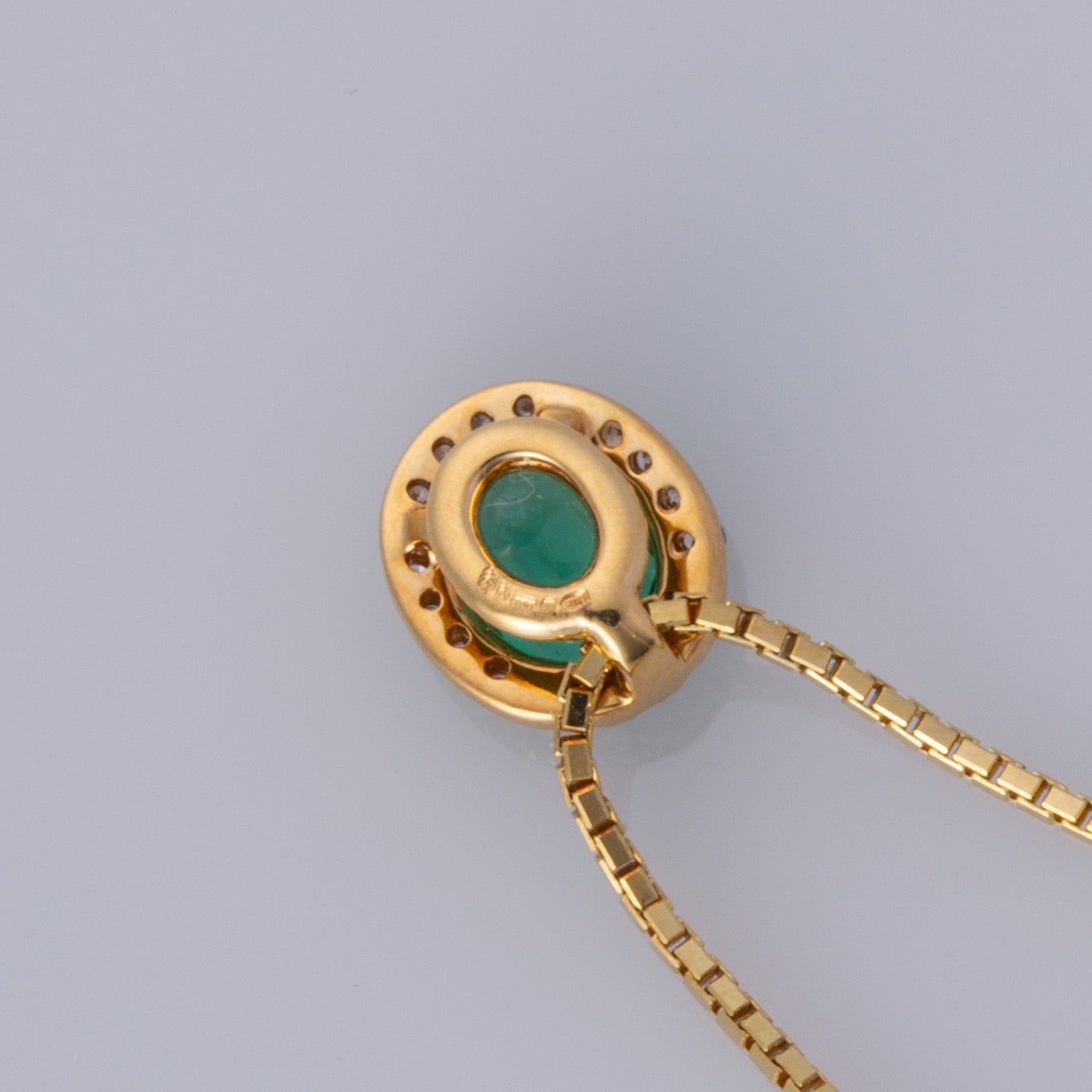 18K Yellow Gold Emerald Diamond Necklace | 0.42ct, 0.10ctw | 16"|