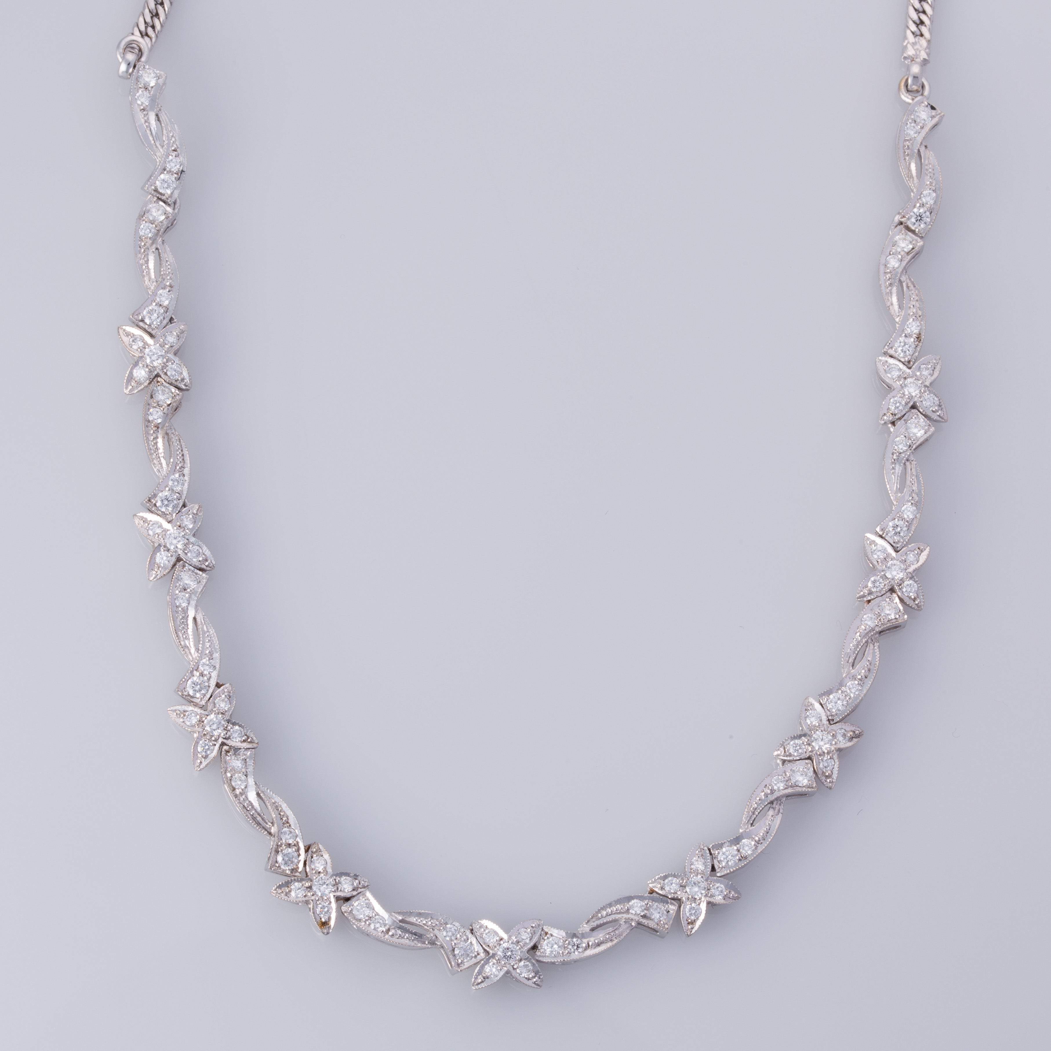 18K White Gold Diamond Necklace | 1.80ctw | 15"|
