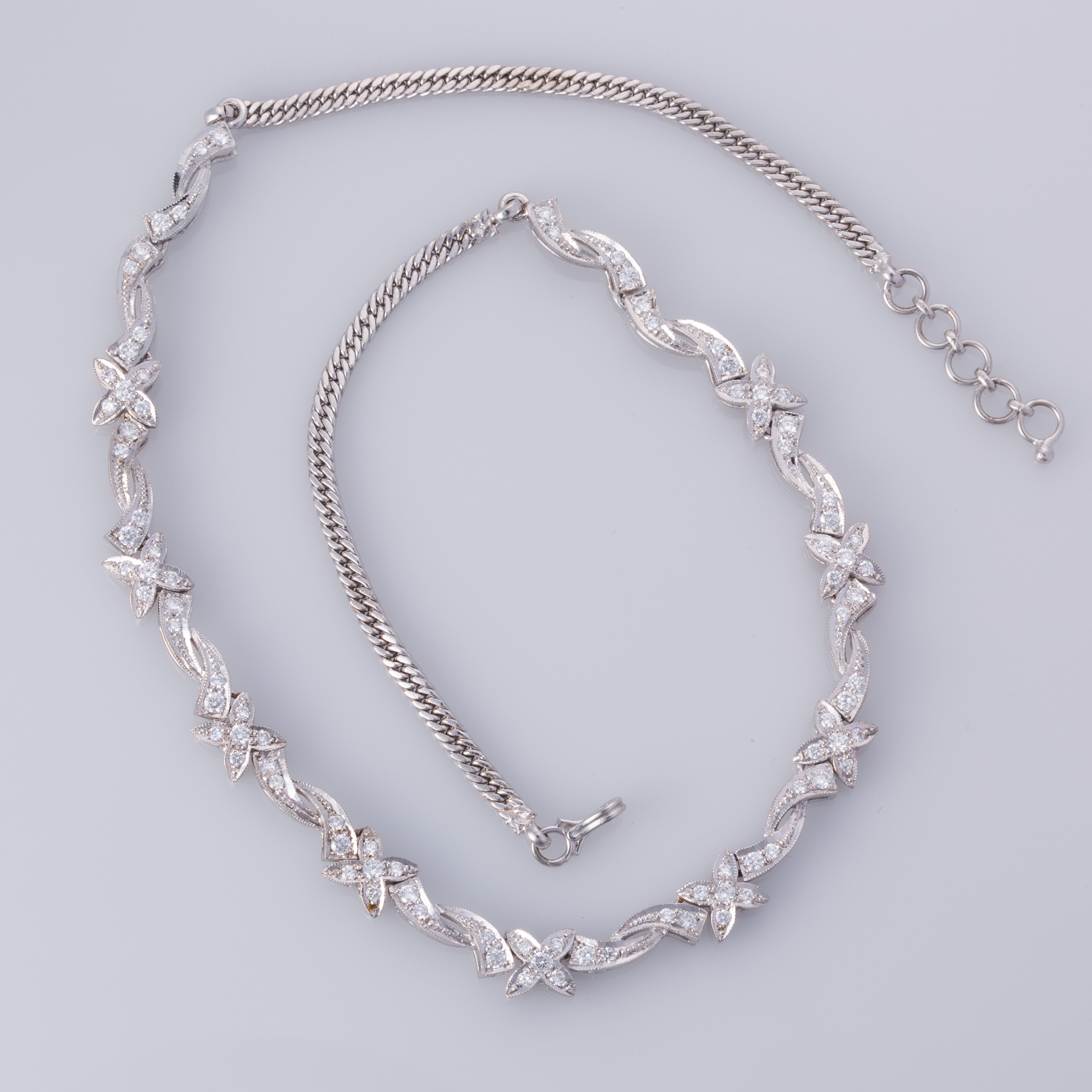 18K White Gold Diamond Necklace | 1.80ctw | 15"|