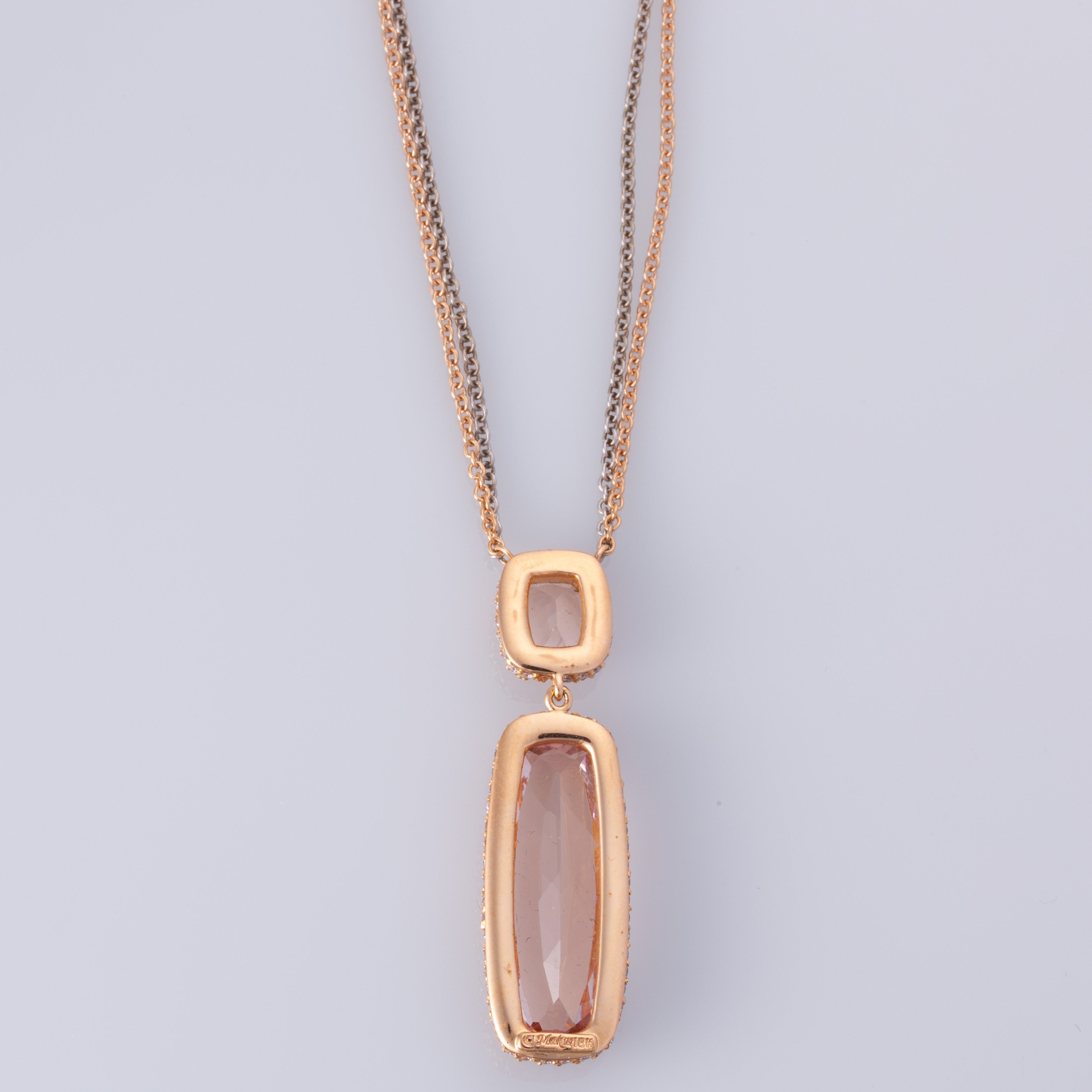 Collier en or rose et blanc 18 carats, morganite et diamants | 11,46 ct au total, 1,50 ct au total | 45,7 cm (18 po) |