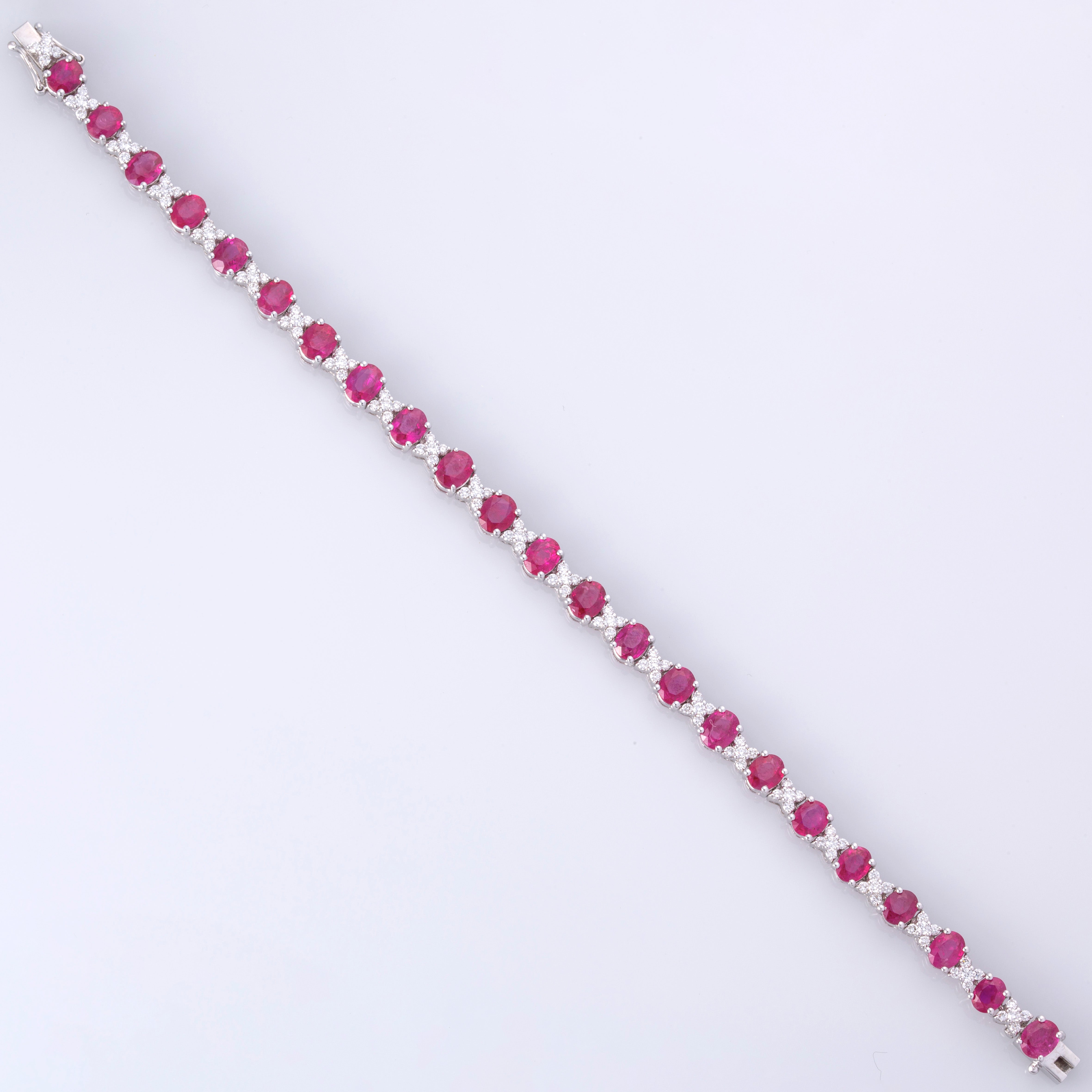 18K White Gold Ruby and Diamond Bracelet | 10.44ctw, 1.35ctw | 6.75"