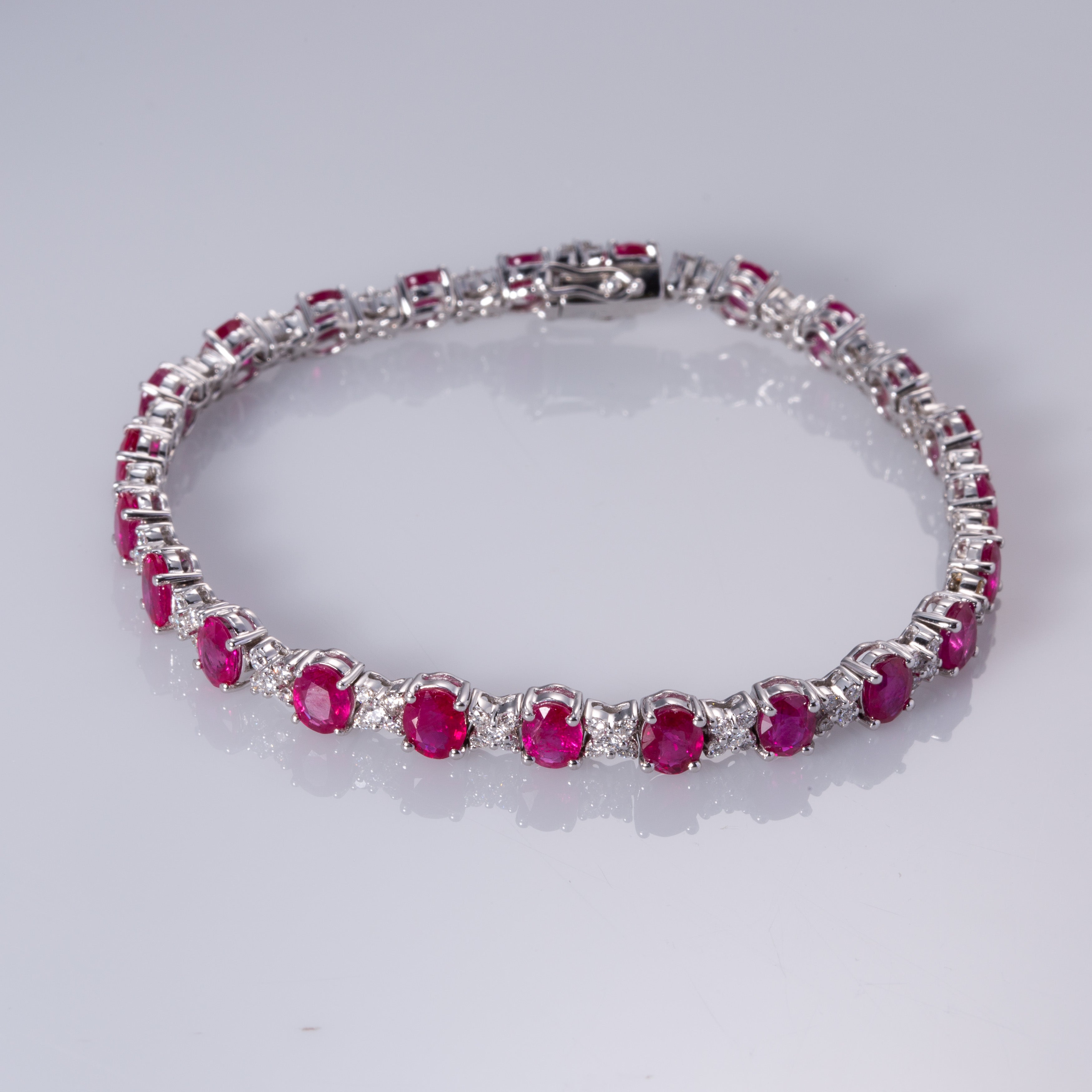 18K White Gold Ruby and Diamond Bracelet | 10.44ctw, 1.35ctw | 6.75"