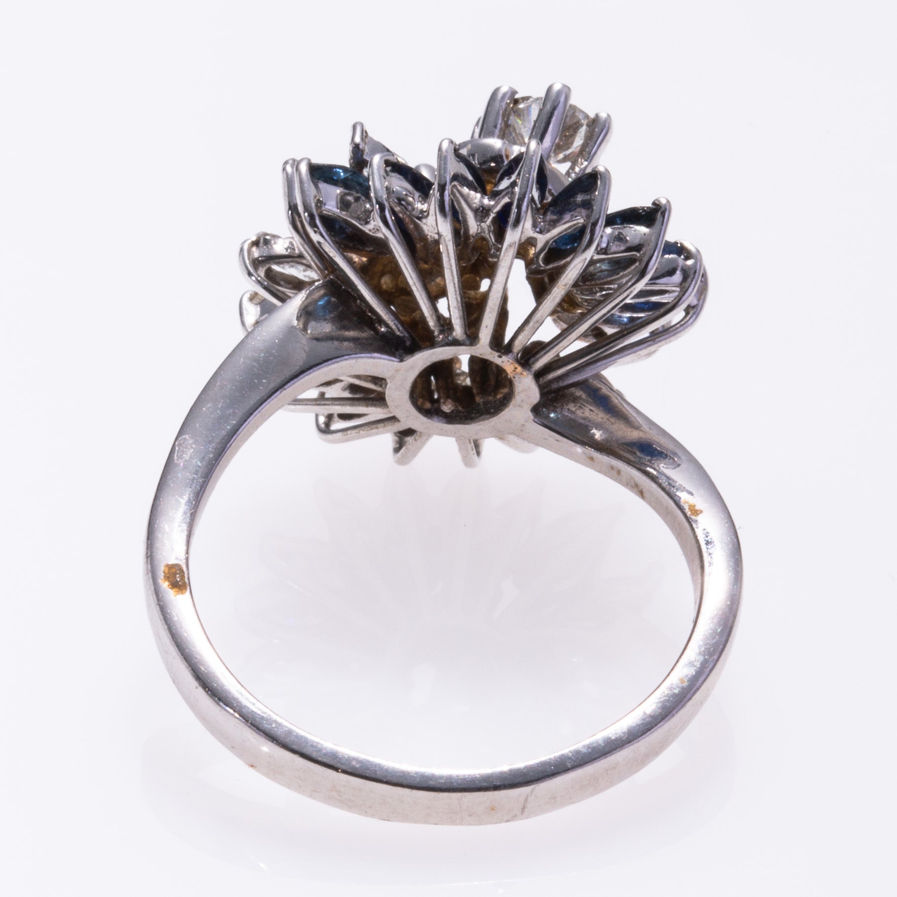 18k White Gold Blue Sapphire Diamond Ring | 0.37ctw, 1.05ctw | SZ 7.75