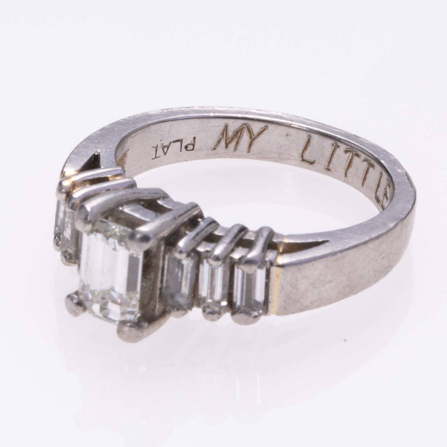 Platinum Emerald Cut Diamond Ring | 1.18ctw VS2 G | SZ 4.25