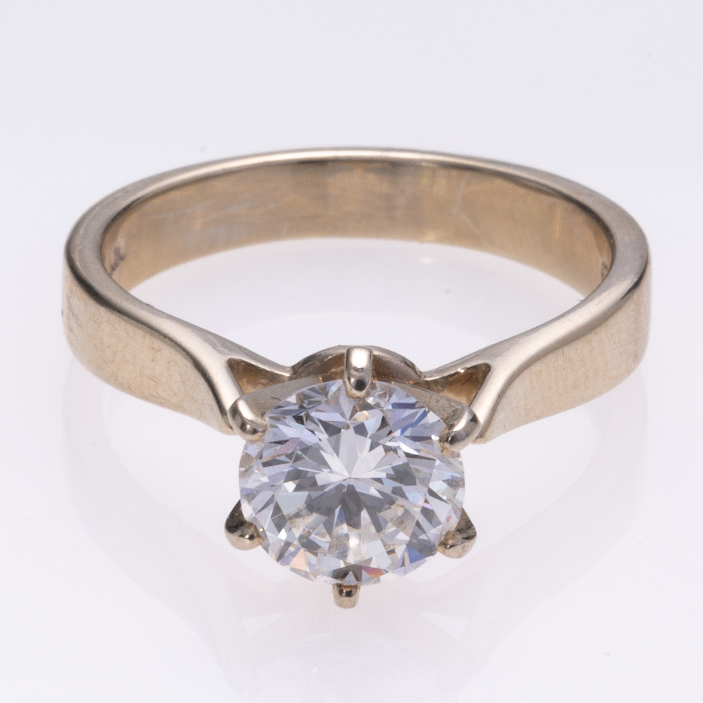 Bague Solitaire Or 14 Carats Avec Diamant 1ct - Couleur D, Pureté VVS1, Taille 57