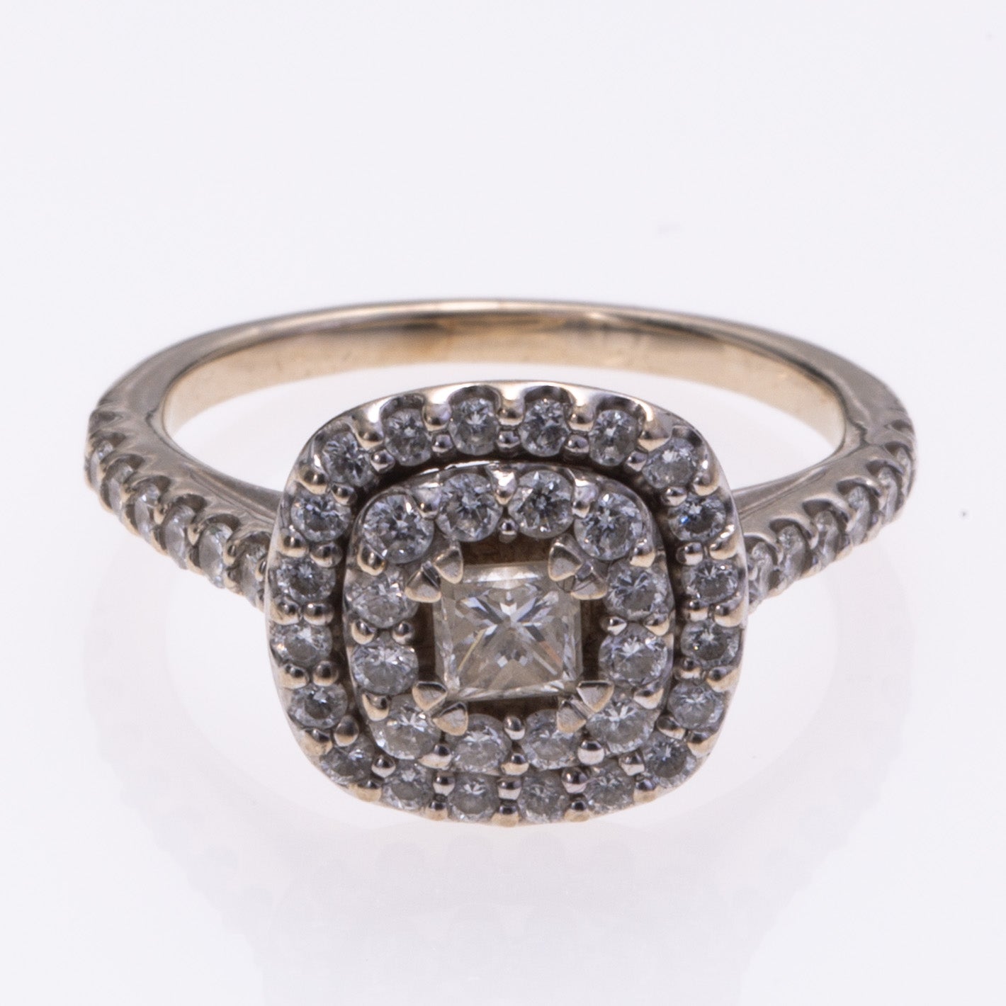 14k White Gold Double Halo Diamond Ring | 0.80ctw | SZ 4