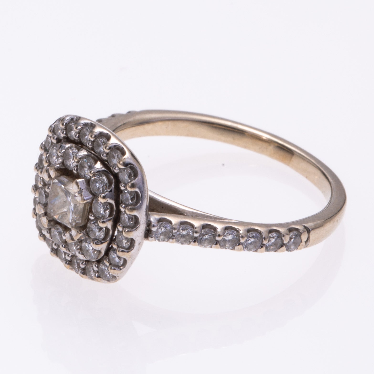 14k White Gold Double Halo Diamond Ring | 0.80ctw | SZ 4