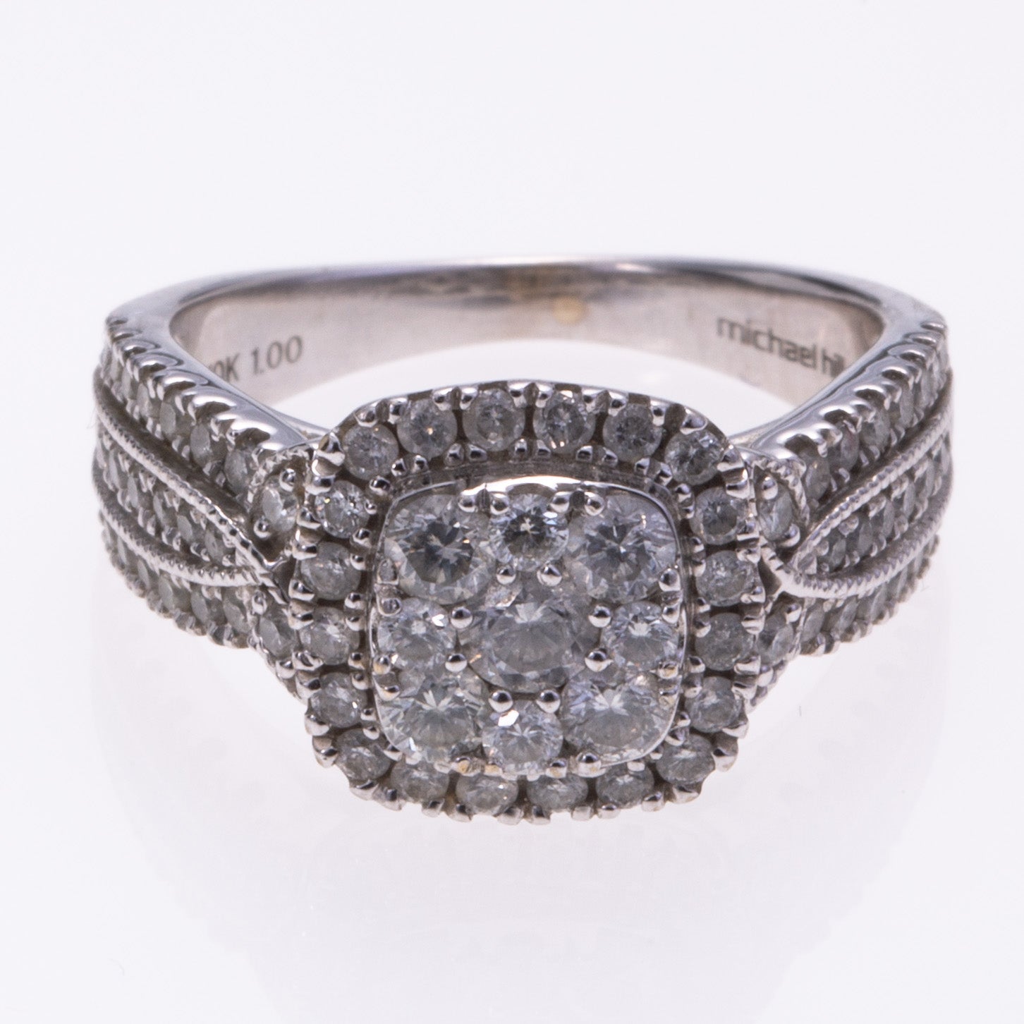 Bague en or blanc 10 carats et diamants | 1,05 ct au total | Taille 4,5