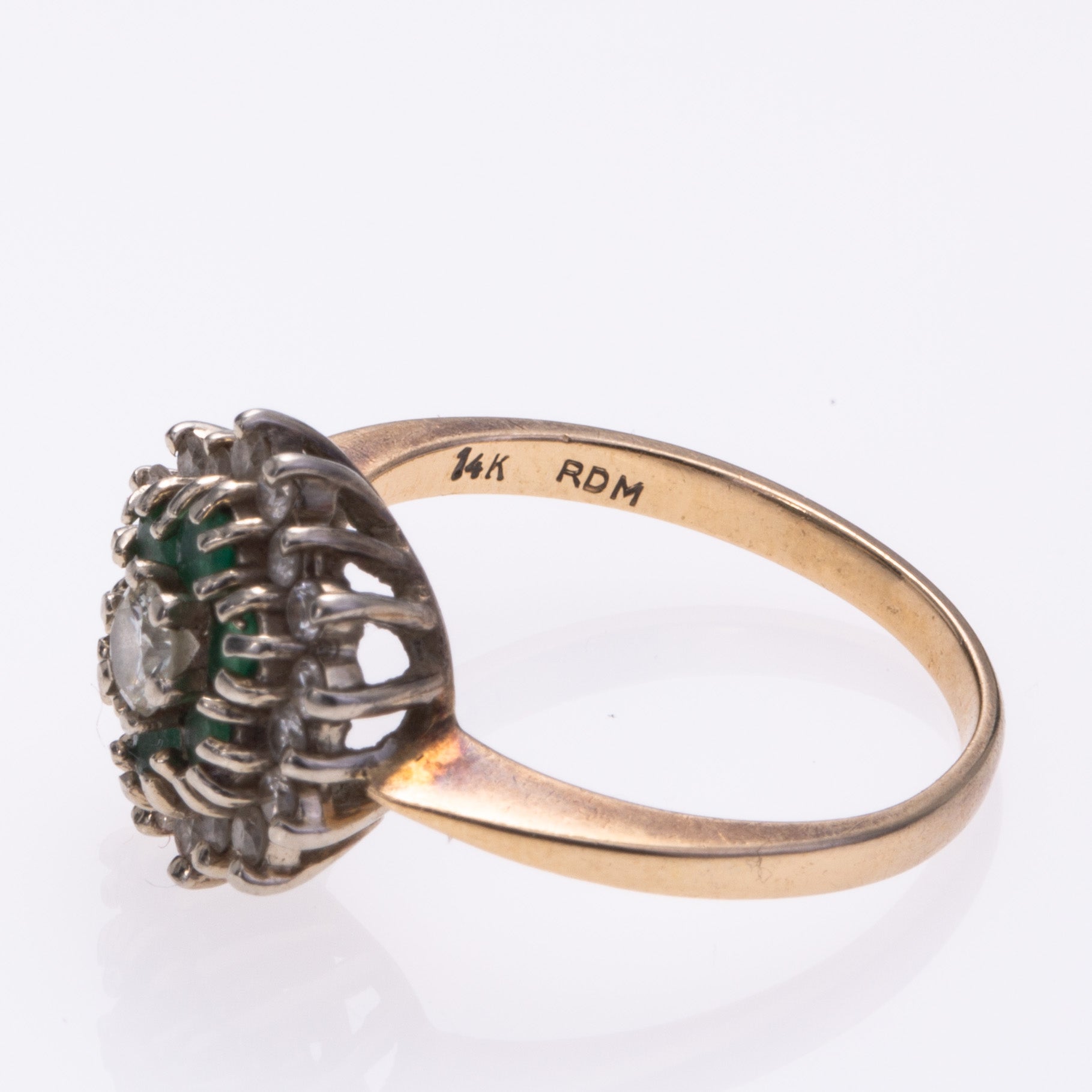 14k Yellow and White Gold Emerald and Diamond Ring | 0.32ctw, 0.47ctw | 6.75