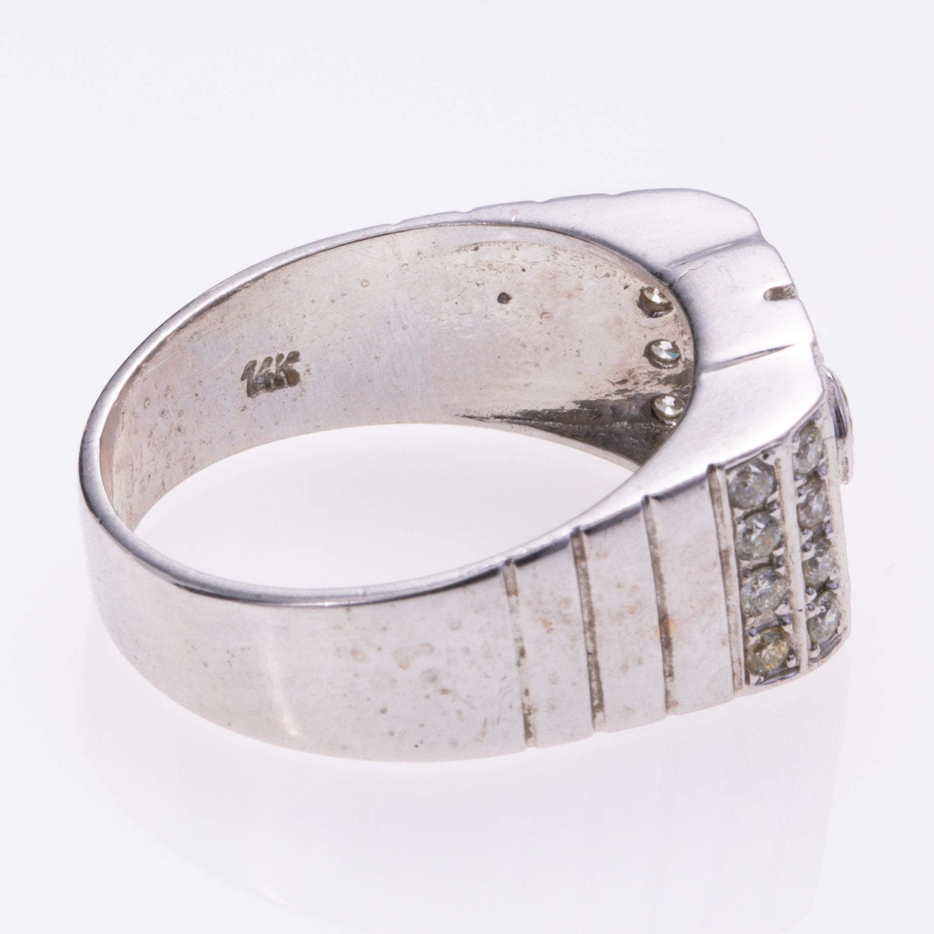 14k White Gold Diamond Ring Cluster Ring with Flathead Details| 0.64ctw | SZ 8.75
