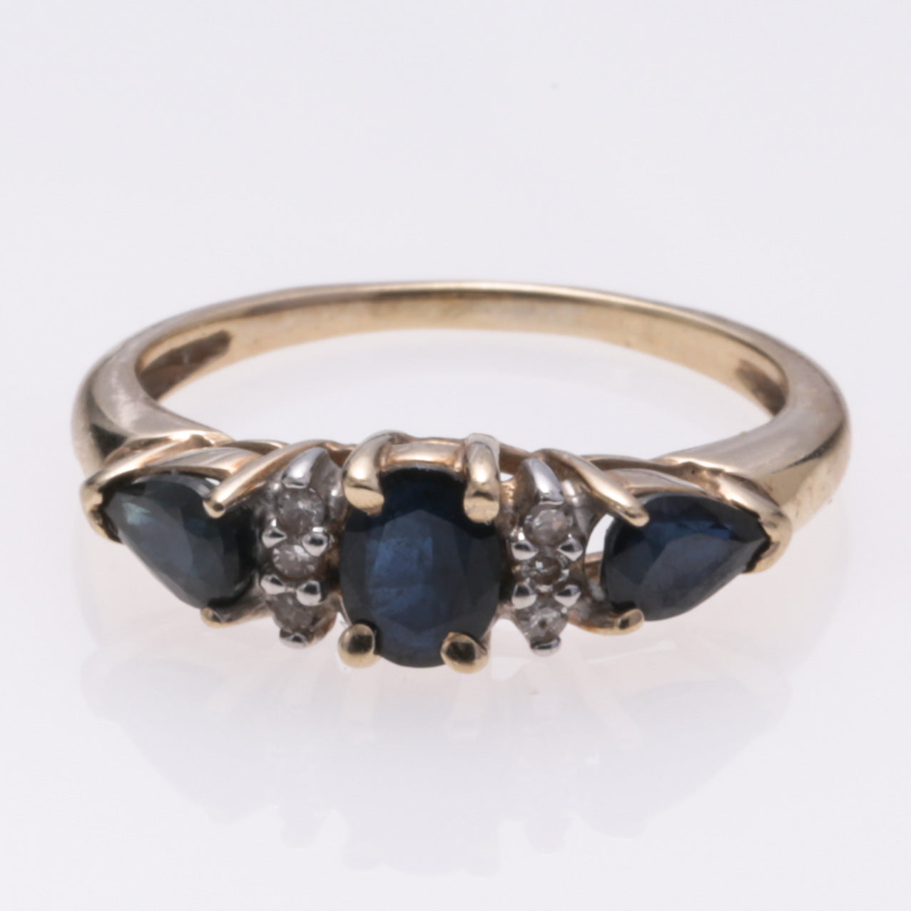 10k Yellow Gold Sapphire and Diamond Ring | 0.29ctw, 0.06ctw | SZ 4.5