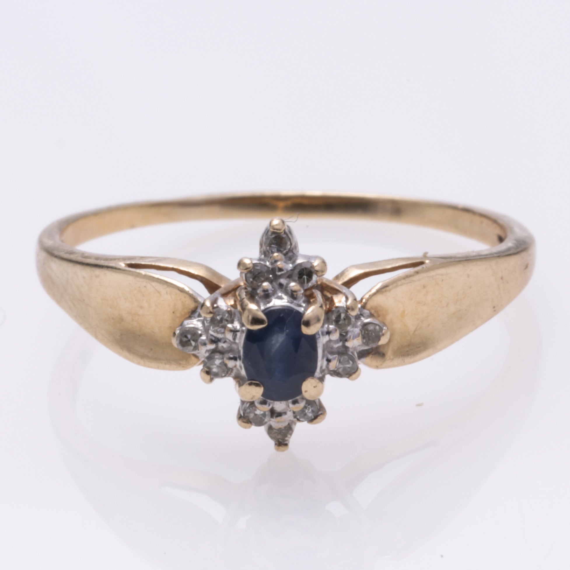 10k Yellow Gold Sapphire and Diamond Ring | 0.216ct, 0.12ctw | SZ 9