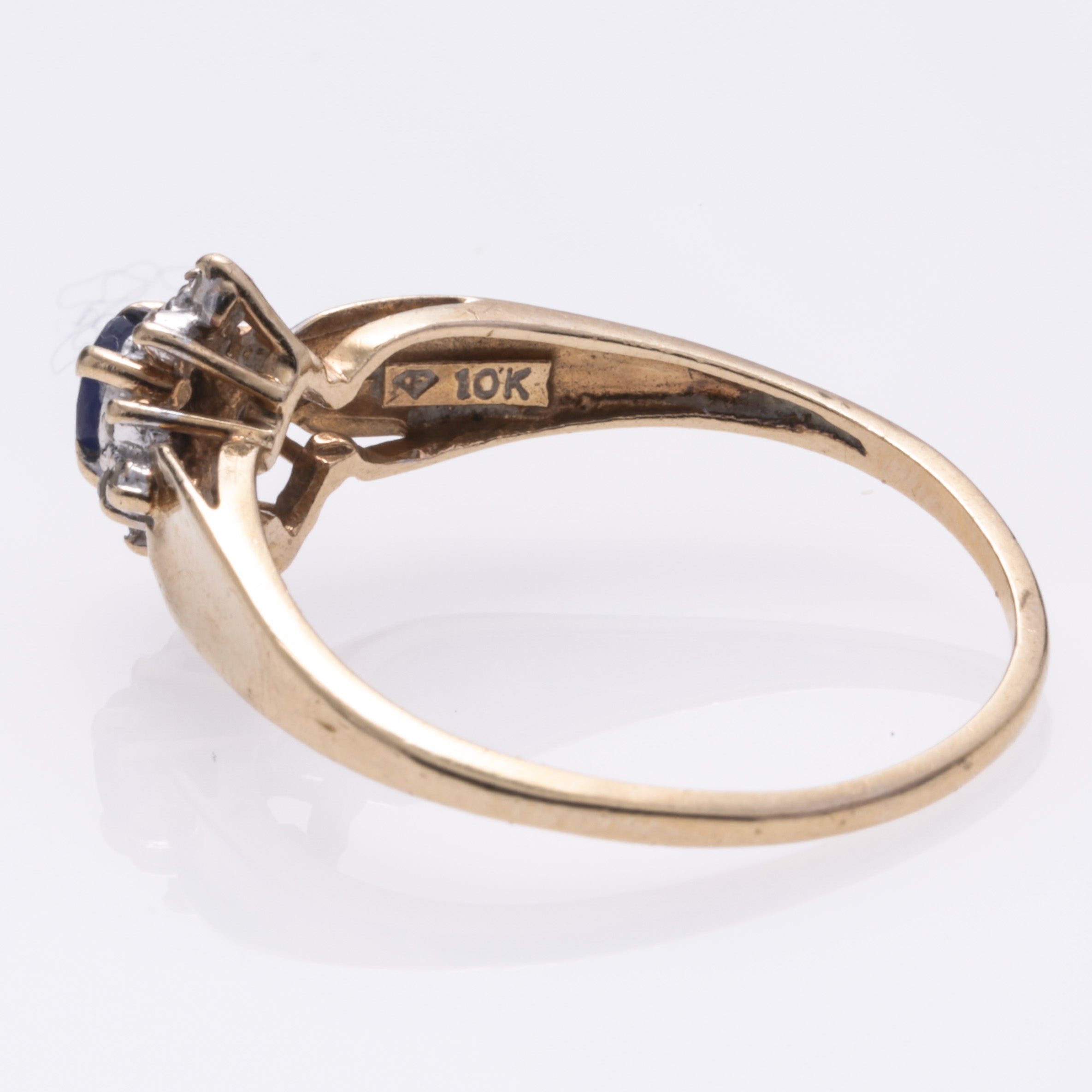 10k Yellow Gold Sapphire and Diamond Ring | 0.216ct, 0.12ctw | SZ 9