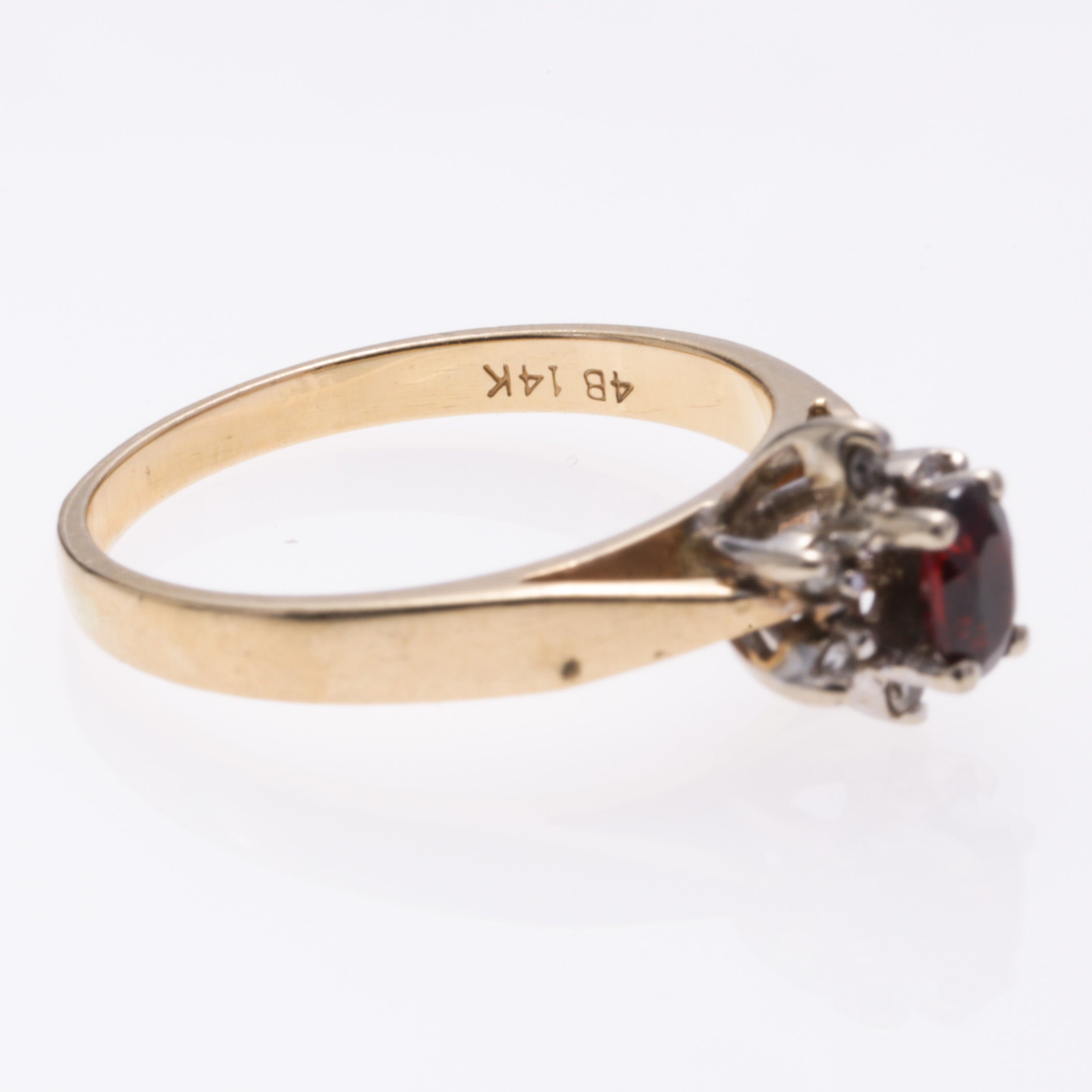 14K Yellow Gold Almandite/Garnet and Diamond Ring | 0.25ct, 0.03ctw | SZ 6
