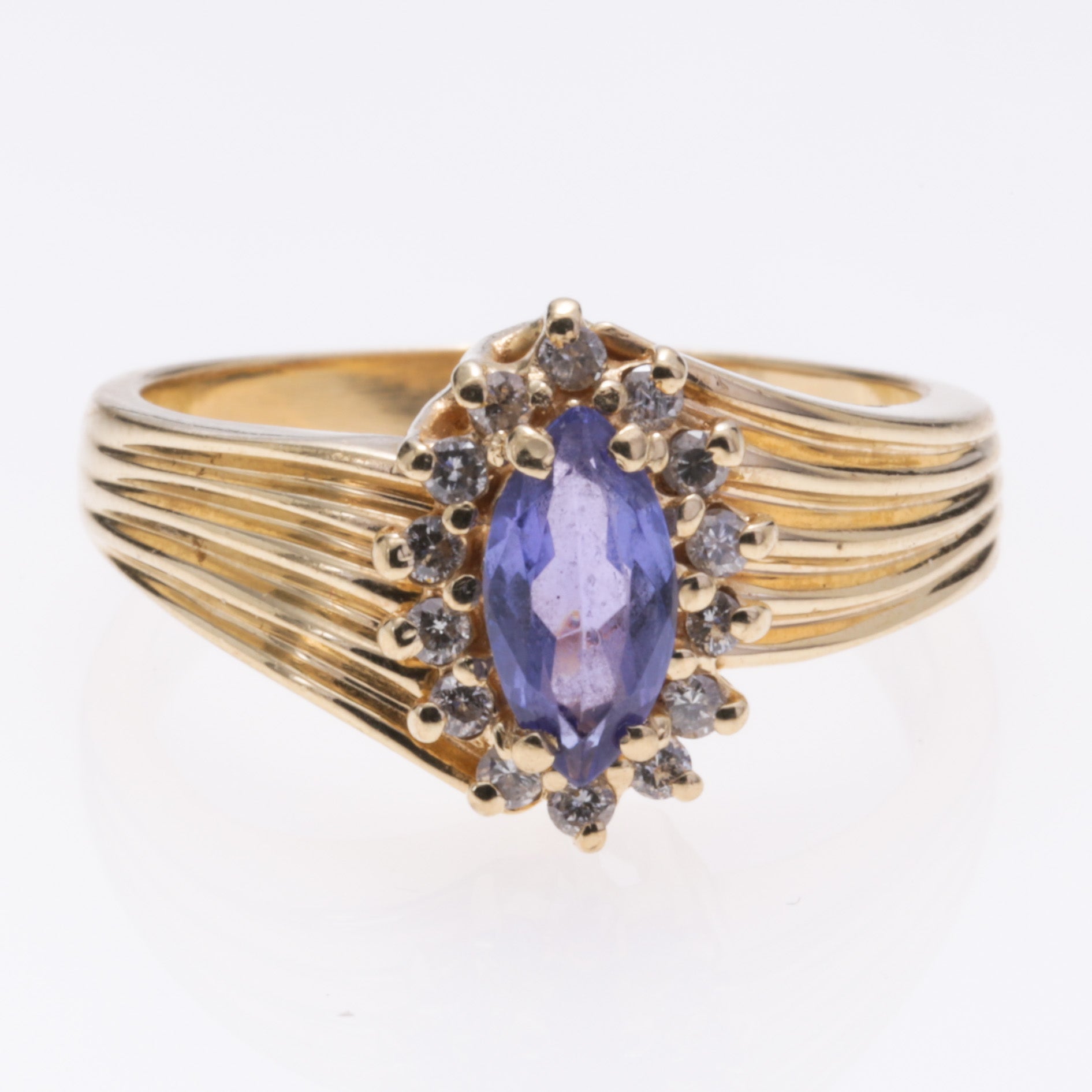 14K Yellow Gold Tanzanite and Diamond Ring | 0.47ct, 0.14ctw | SZ 6.5