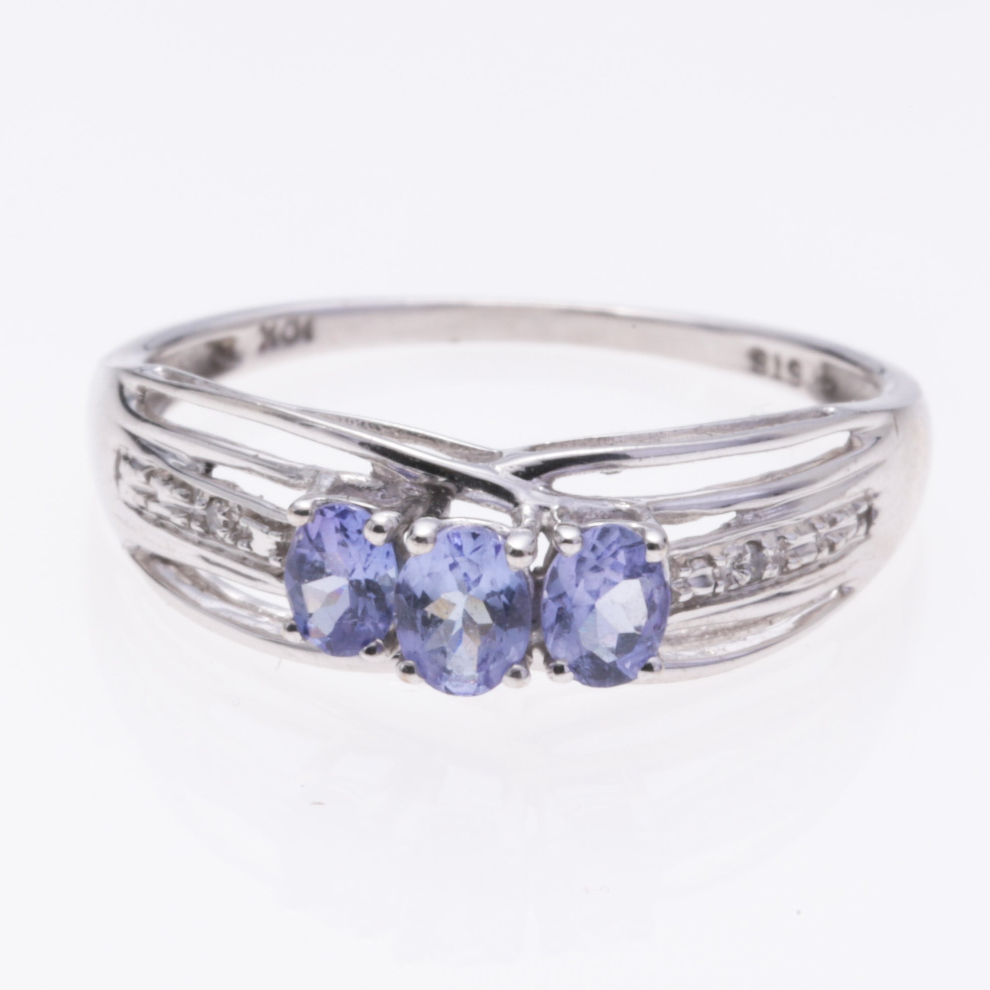10K White Gold Tanzanite and Diamond Ring | 0.53ctw, 0.01ctw | SZ 7.75