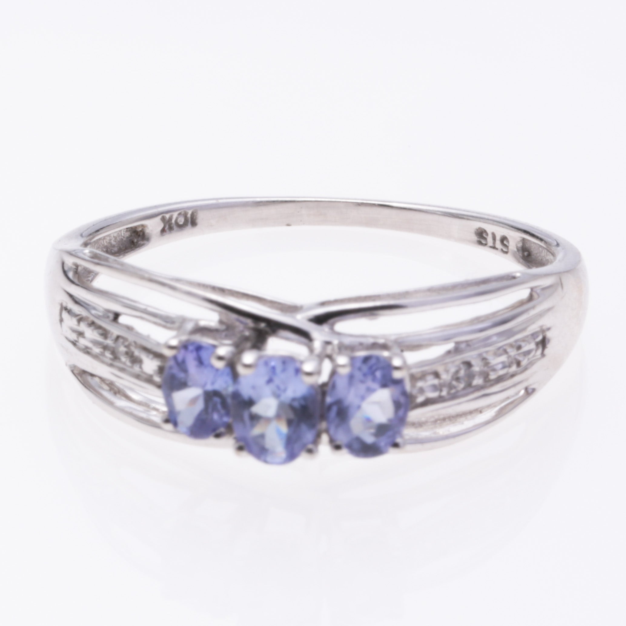 10K White Gold Tanzanite and Diamond Ring | 0.53ctw, 0.01ctw | SZ 7.75