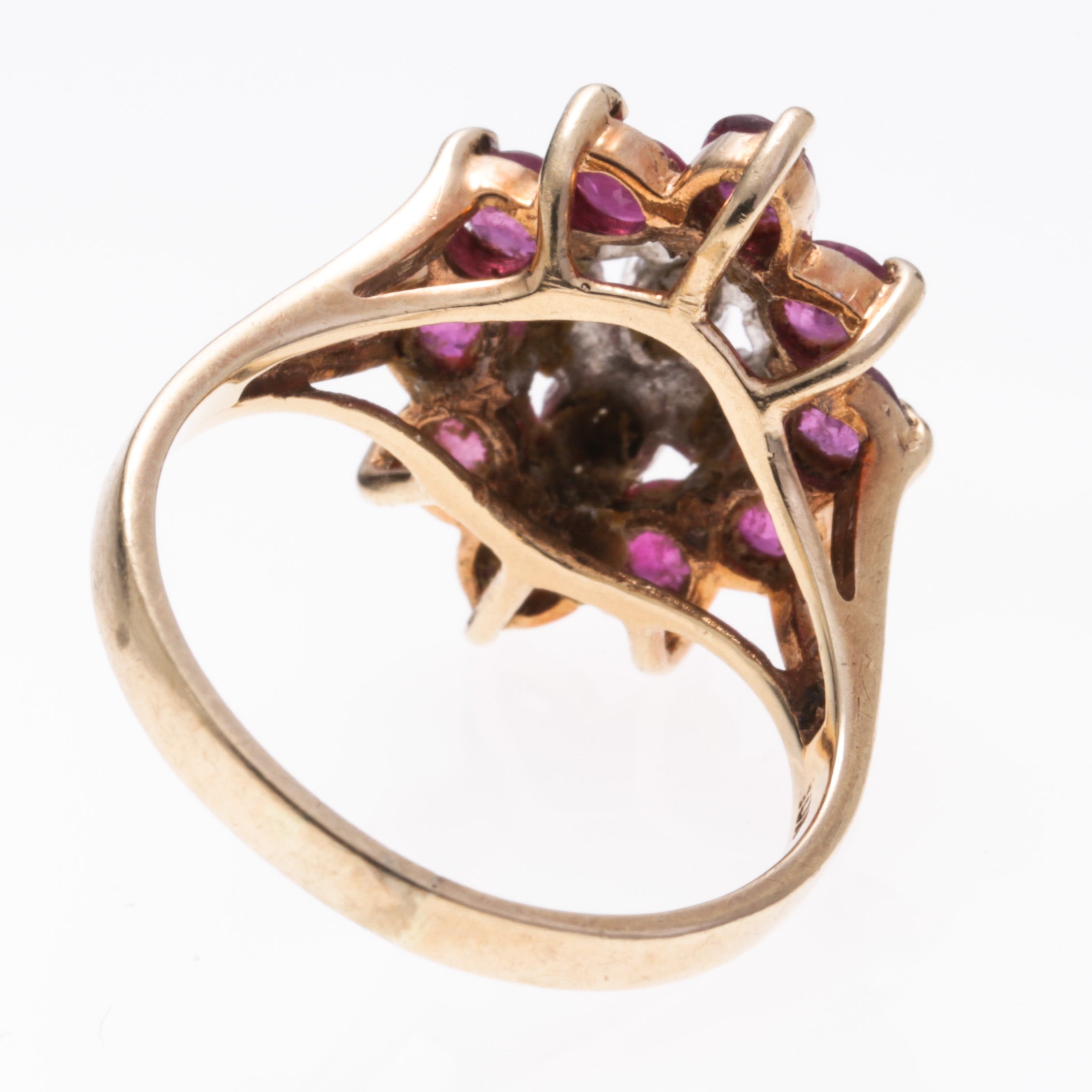 10K Yellow Gold Synthetic Ruby and Diamond Ring | 0.54ctw, 0.025ctw | SZ 7.75