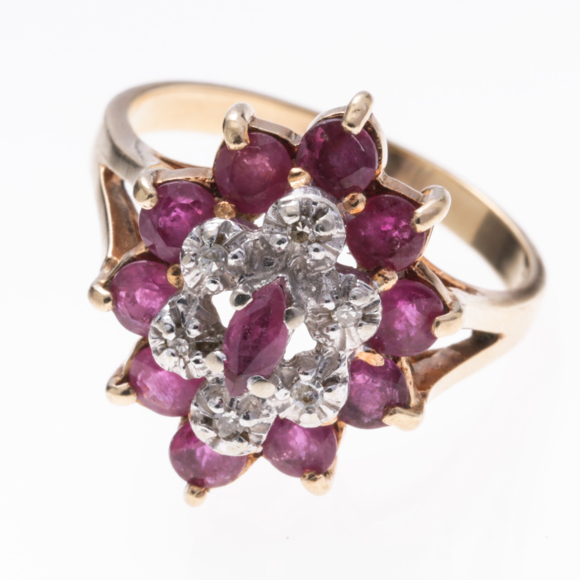 10K Yellow Gold Synthetic Ruby and Diamond Ring | 0.54ctw, 0.025ctw | SZ 7.75